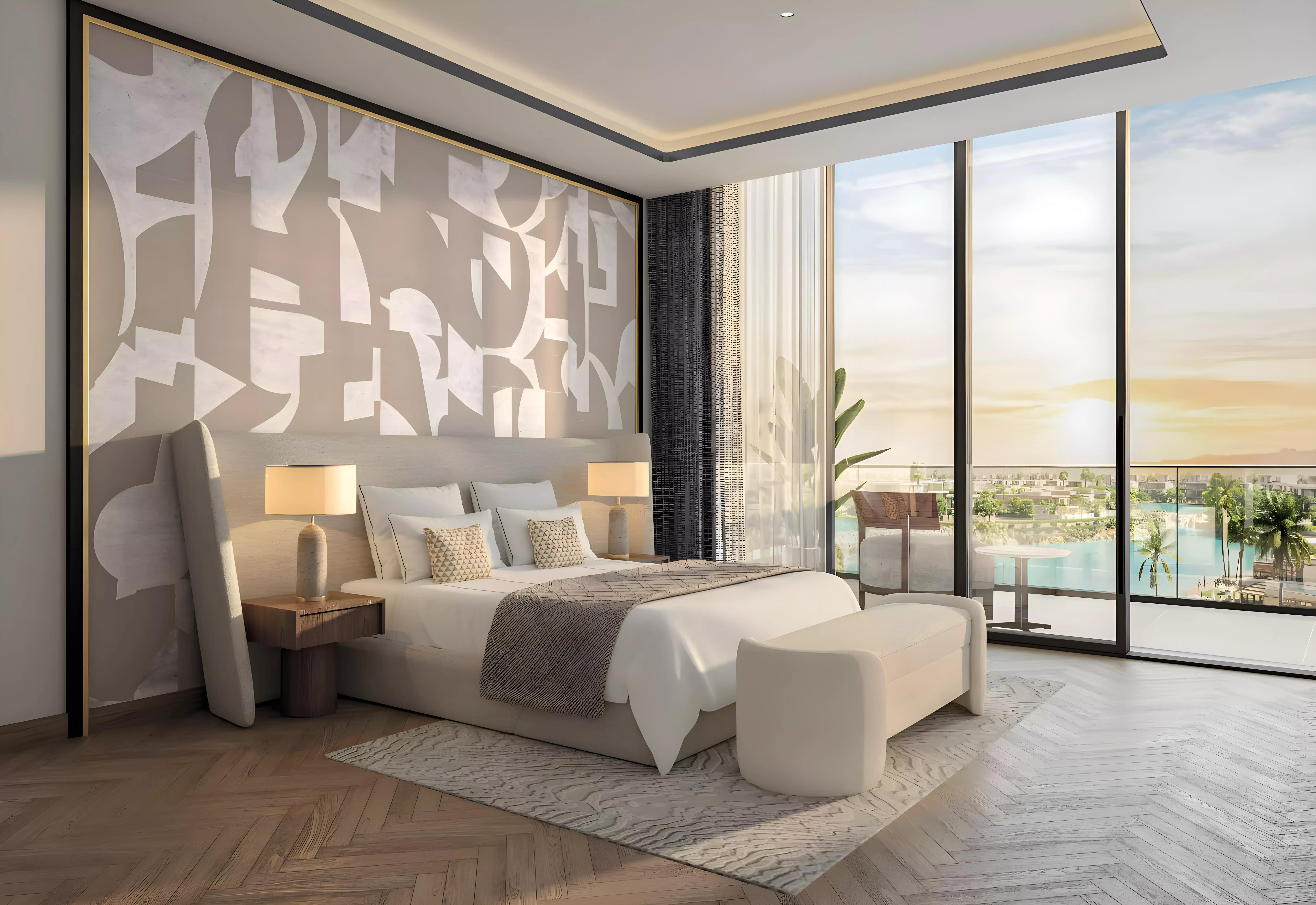 Azizi Venice 15 building facade and canal-side setting, Dubai South