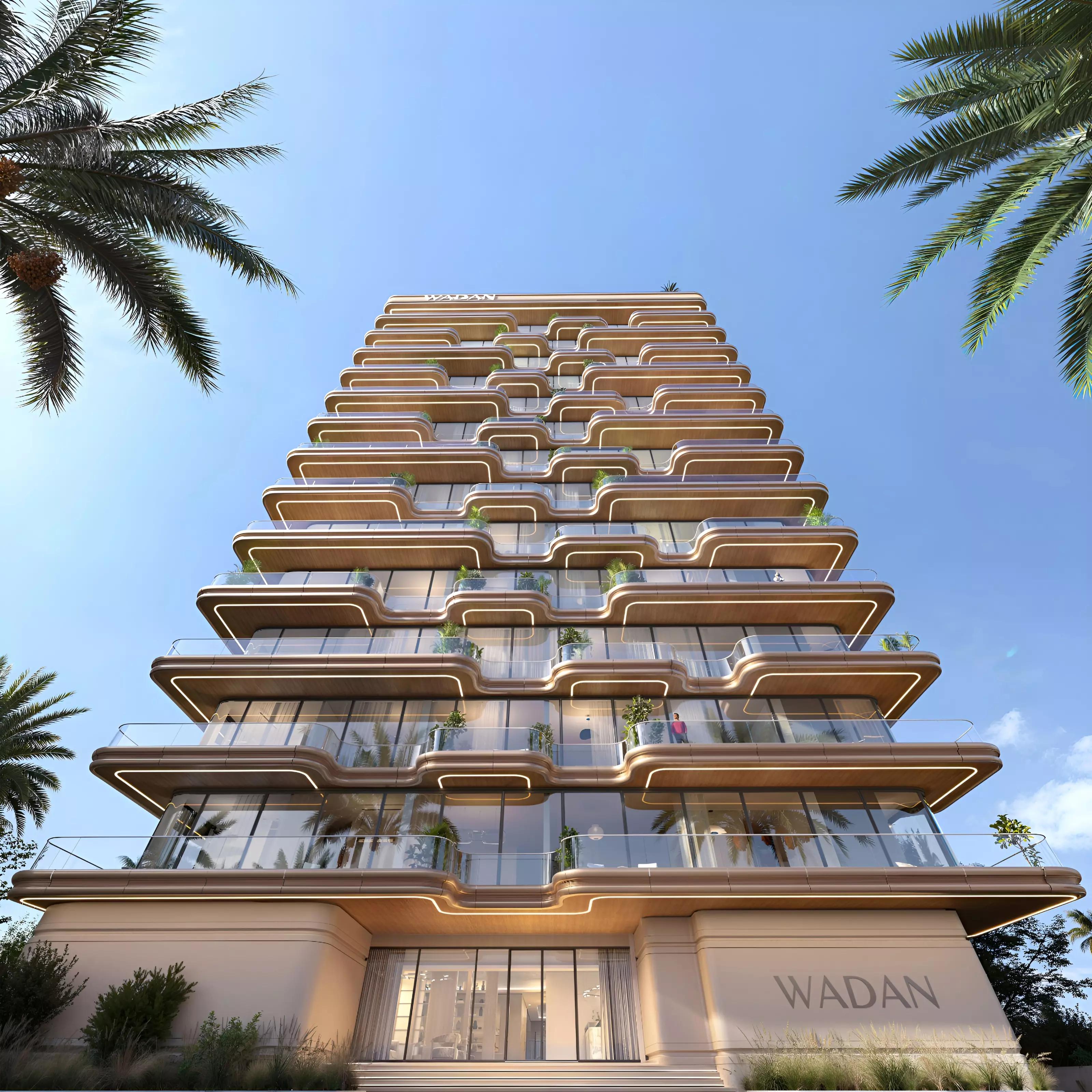 Seraph by Wadan communal outdoor space rendering, Dubai
