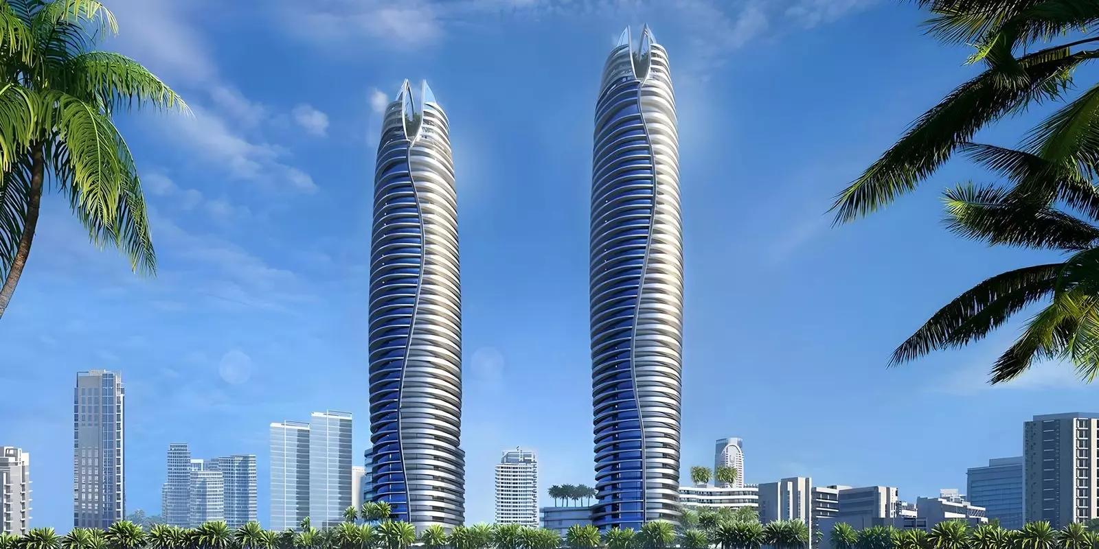 Canal Crown 2 building facade and canal-front podium, Business Bay, Dubai