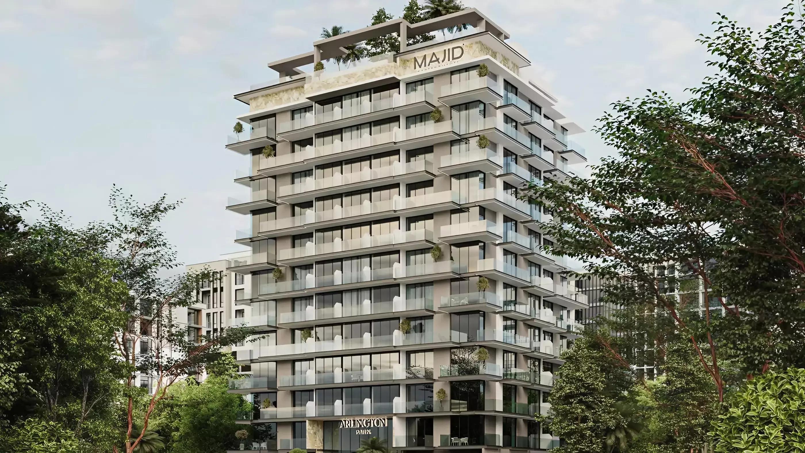 Arlington Park residential tower exterior at Dubai Land Residence Complex, Dubai