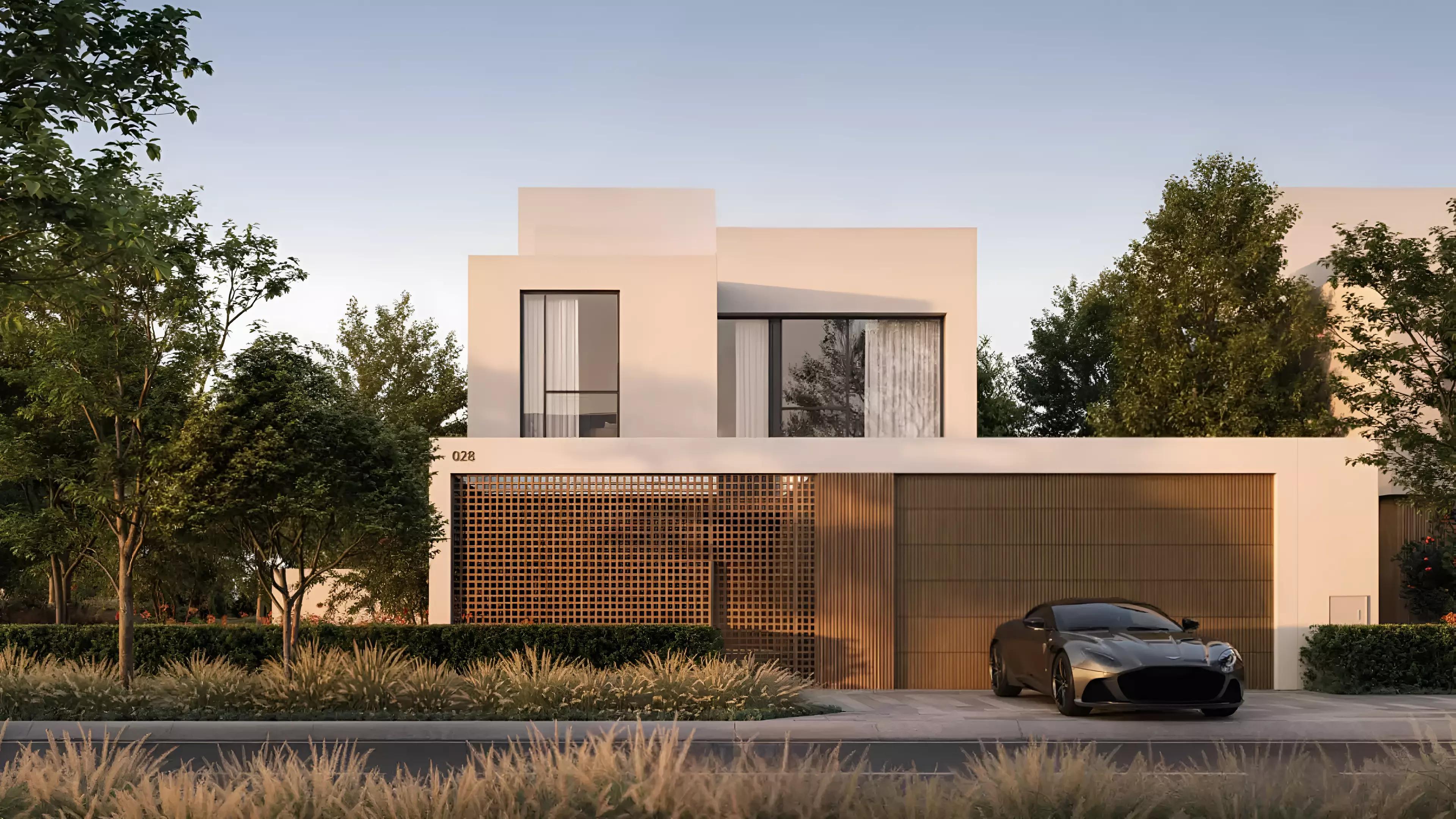 Chevalia Estate villa exterior with landscaped frontage, Grand Polo Club and Resort, DIP 2, Dubai