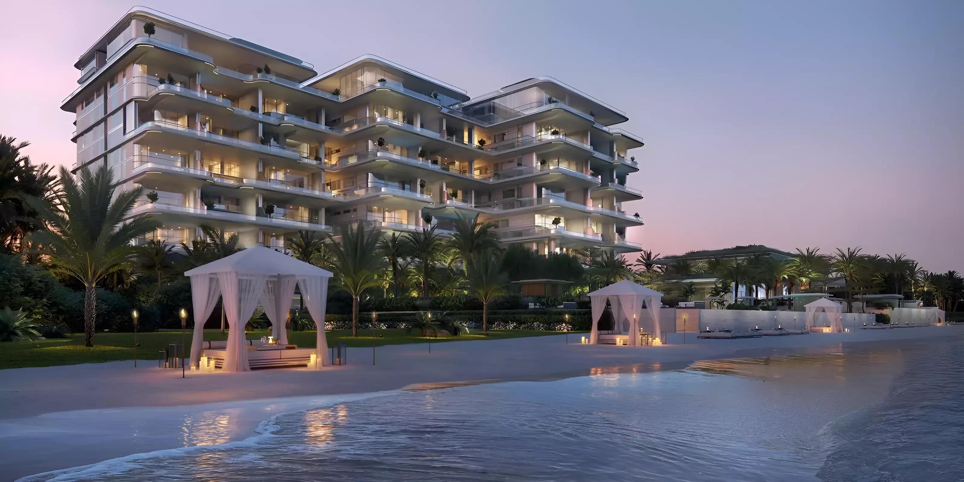 Orla by Omniyat exterior tower view on Palm Jumeirah's Crescent, Dubai