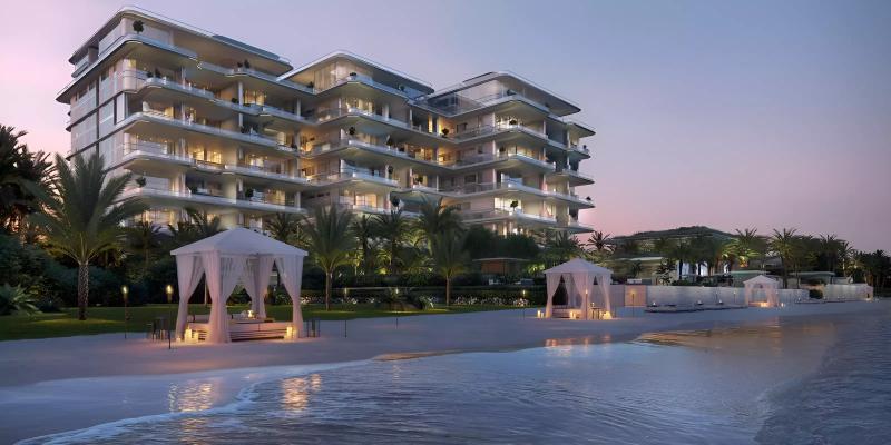 Orla by Omniyat exterior tower view on Palm Jumeirah's Crescent, Dubai