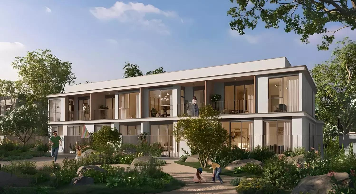 Velora townhouse courtyard and outdoor seating, The Valley, Dubai