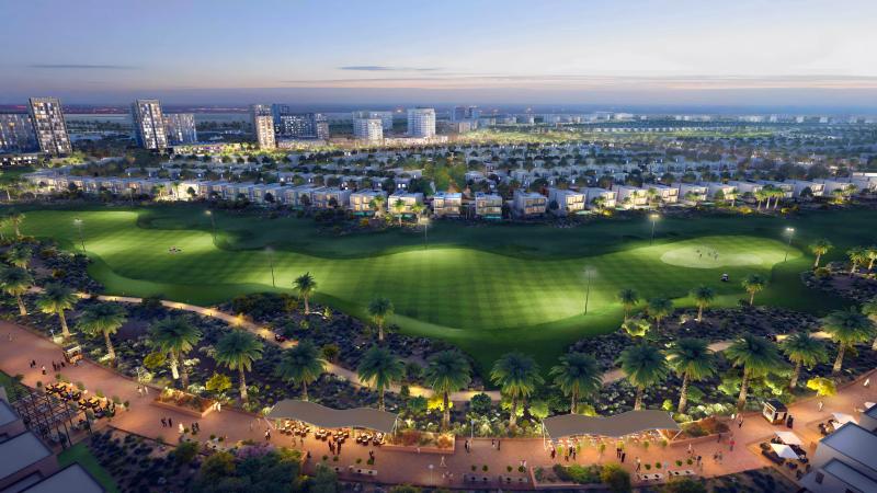 Golf Trails master plan render along the fairway edge, Emaar South