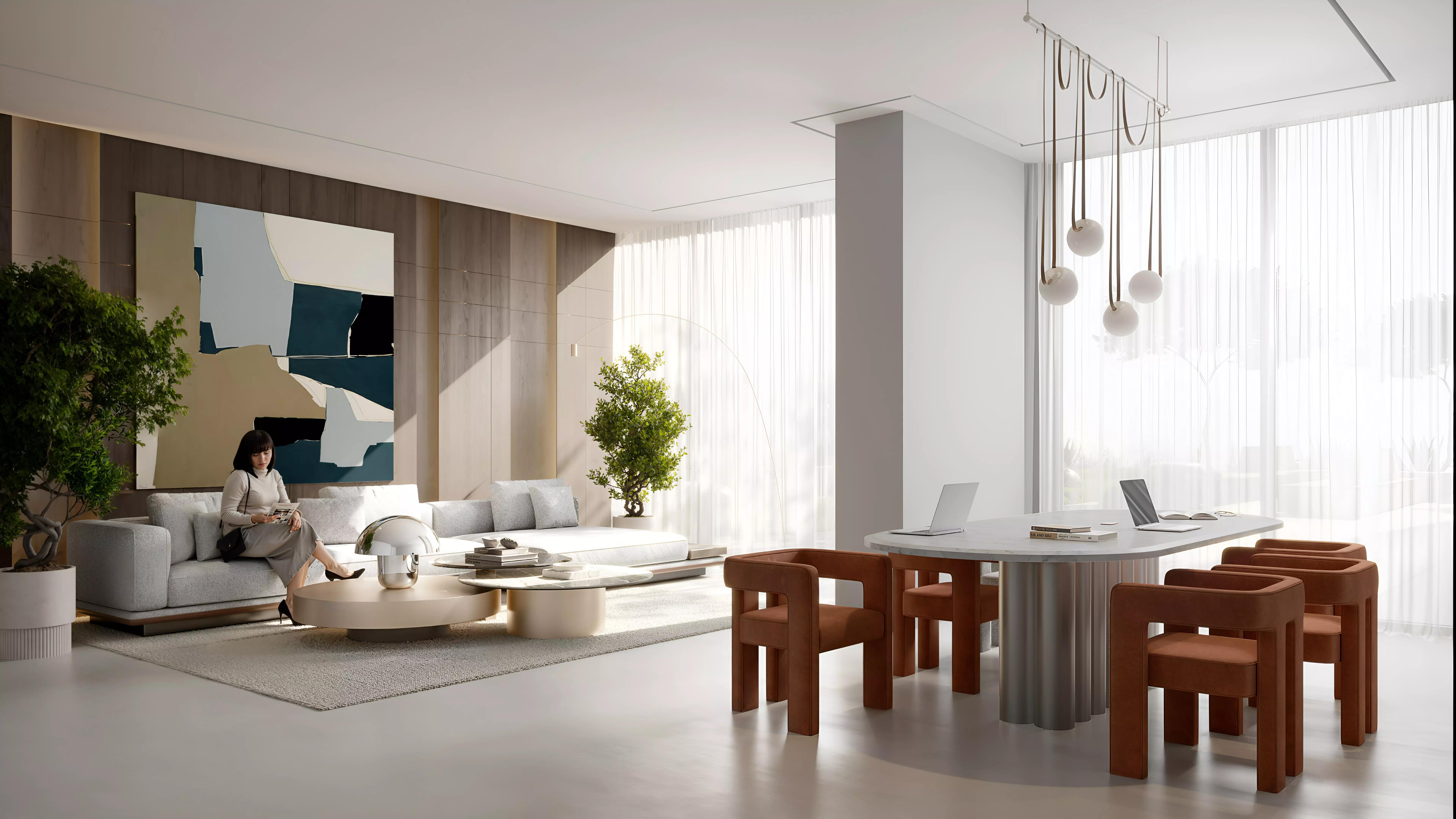 Apartment living room interior at VERDAN1A Phase 4, Dubai Land, Dubai