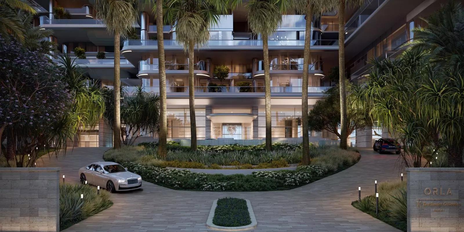 Orla by Omniyat exterior tower view on Palm Jumeirah's Crescent, Dubai