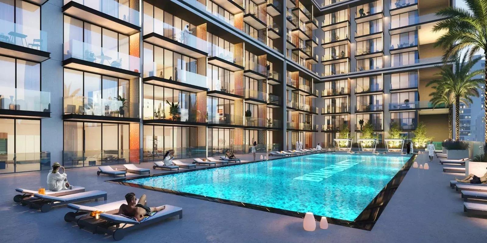 Binghatti Orchid residential tower street view, Jumeirah Village Circle