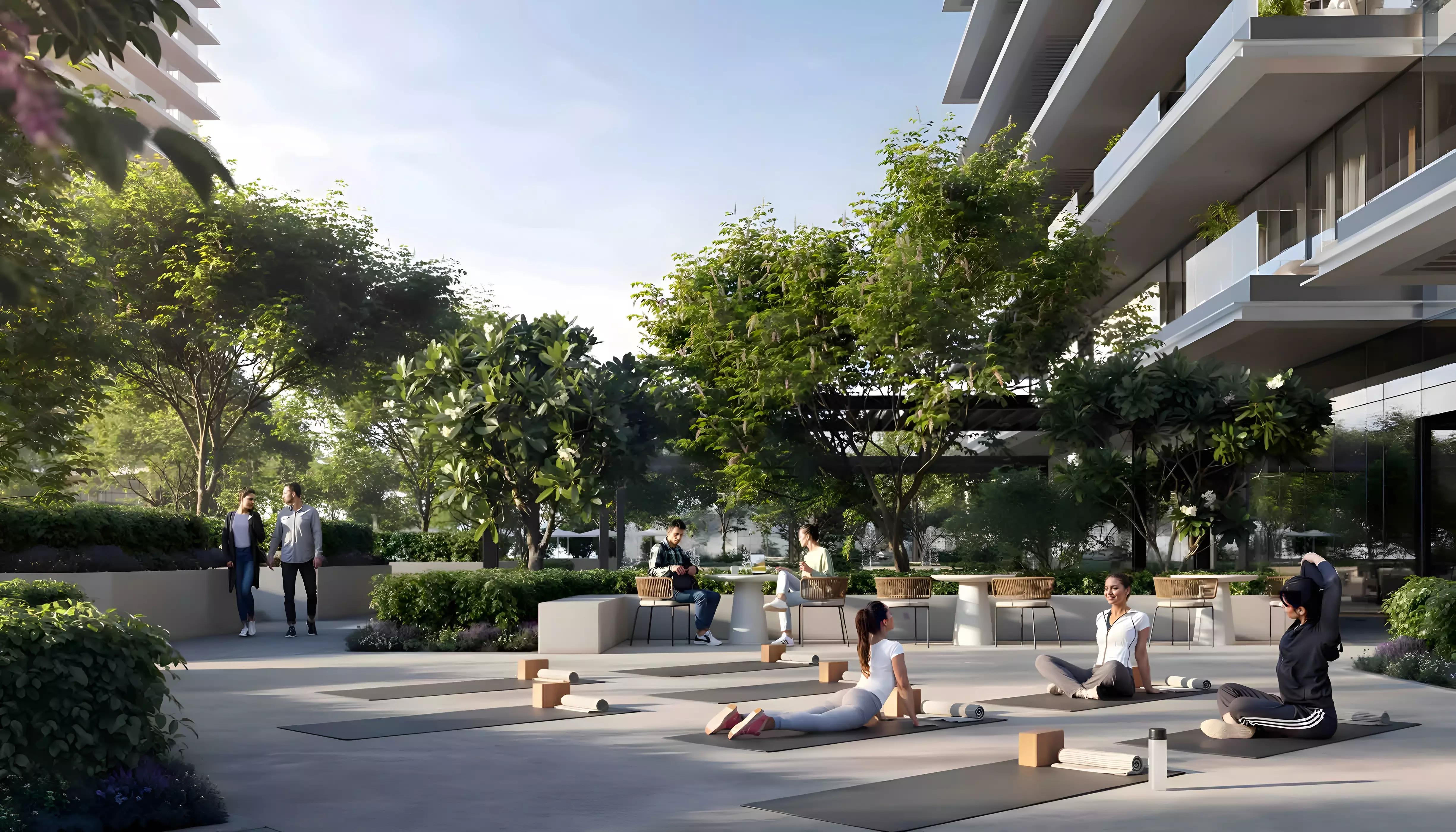 Albero building exterior with waterfront community backdrop, Dubai Creek Harbour, Dubai