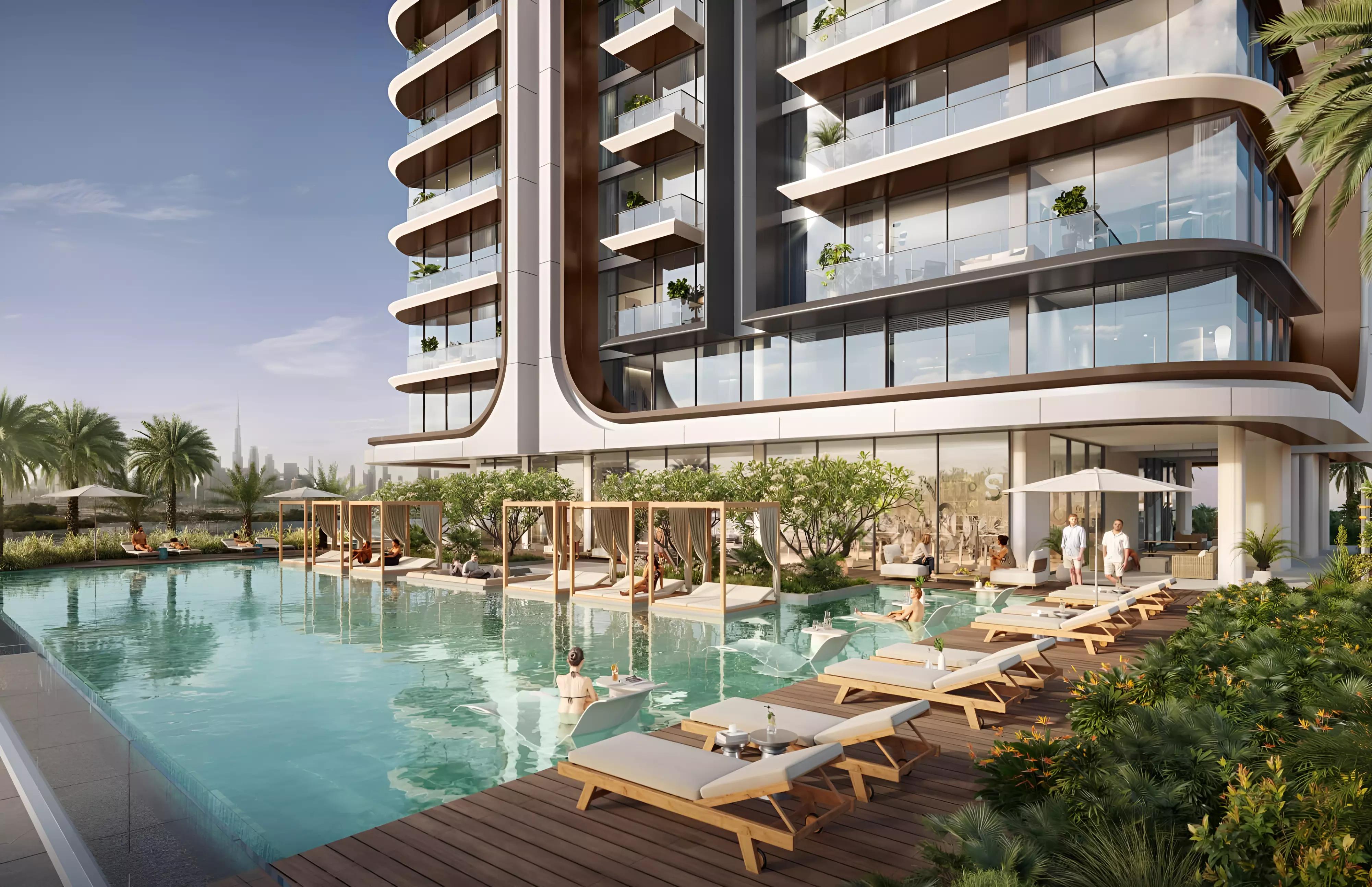 Belgrove Residences apartment interior living space, Meydan, Dubai