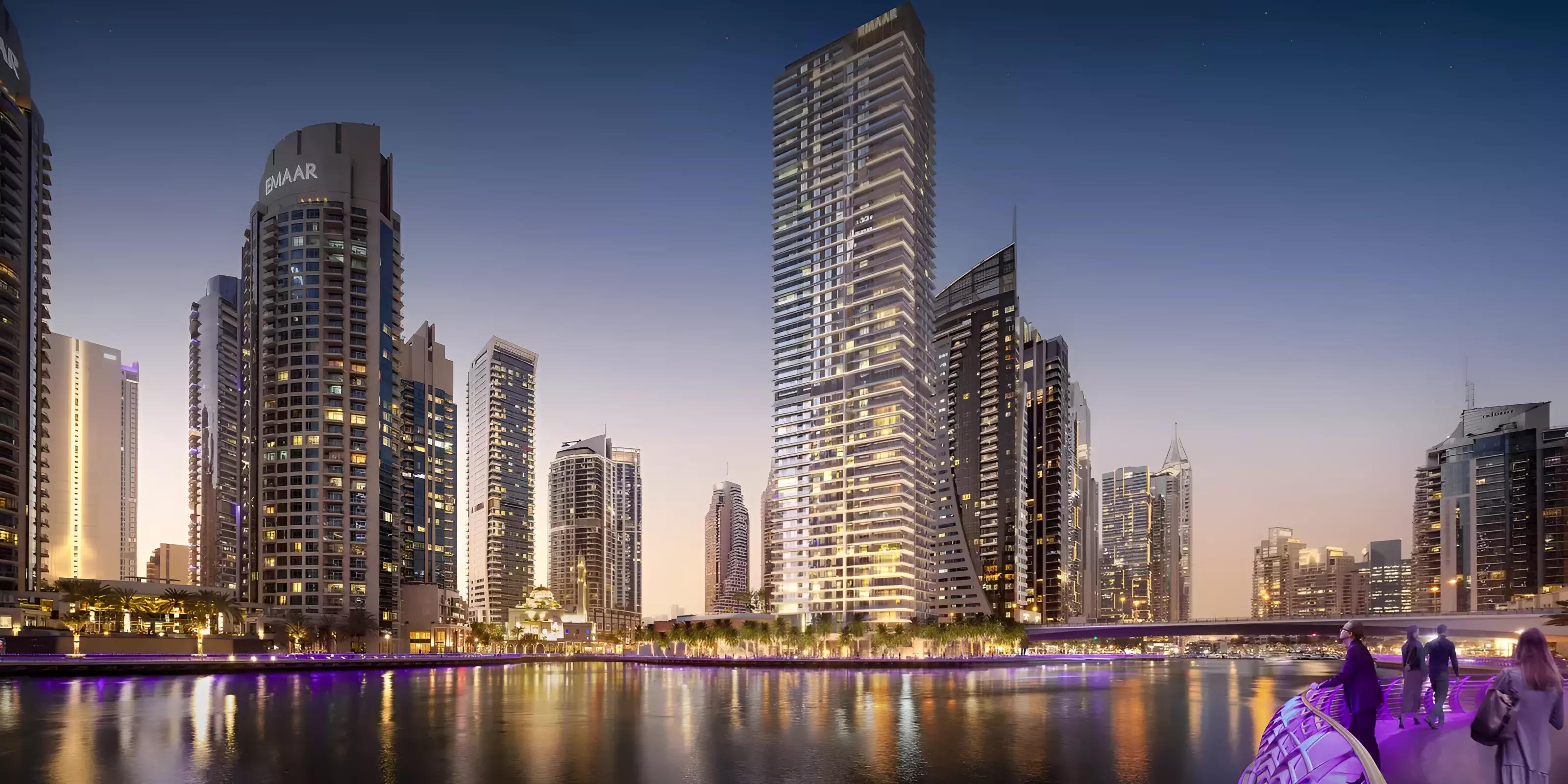 Marina Shores tower exterior on the Dubai Marina waterfront