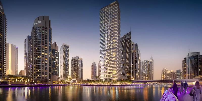 Marina Shores tower exterior on the Dubai Marina waterfront