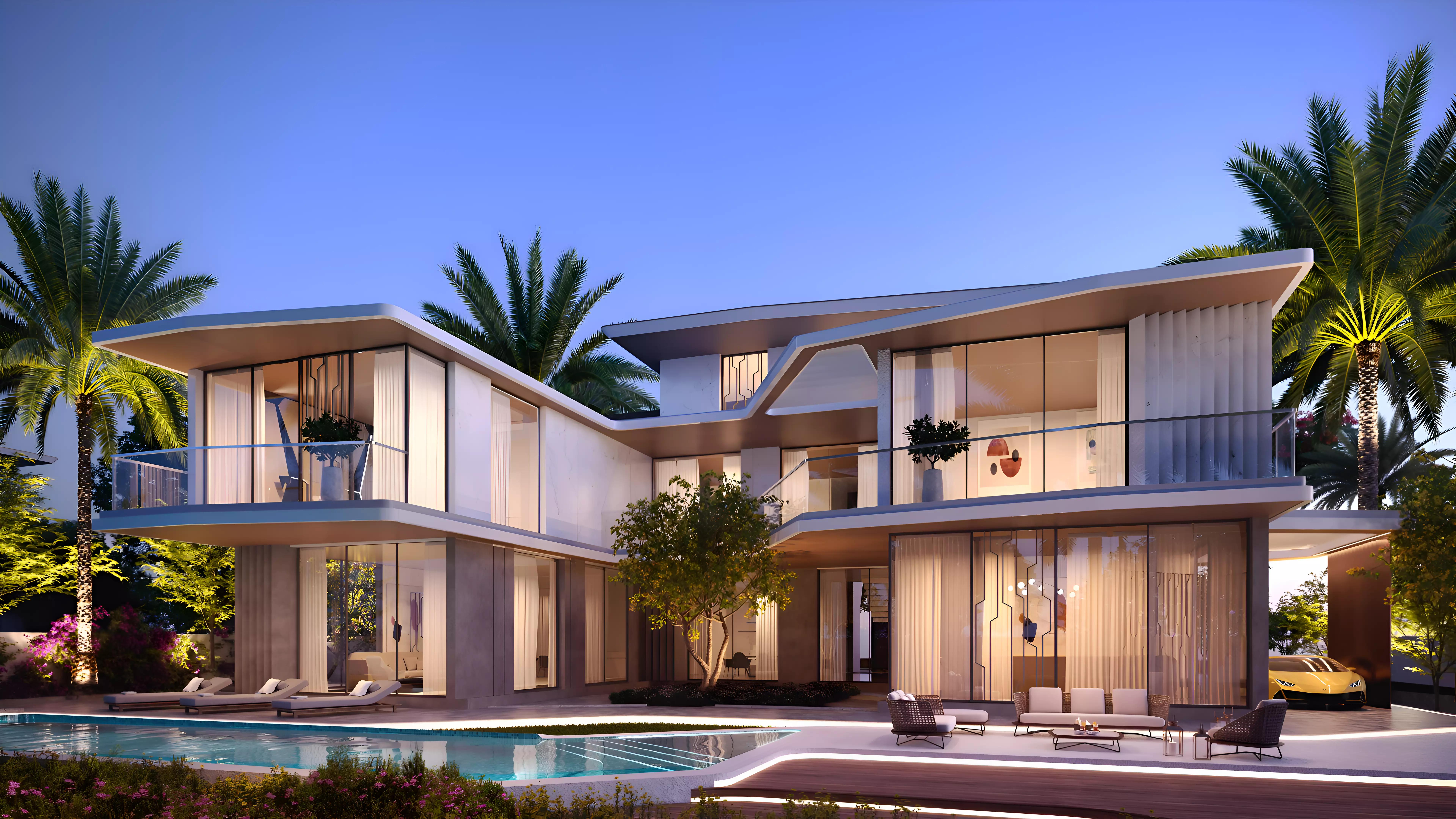Lamborghini Mansions villa landscaped grounds, Dubai Hills Estate