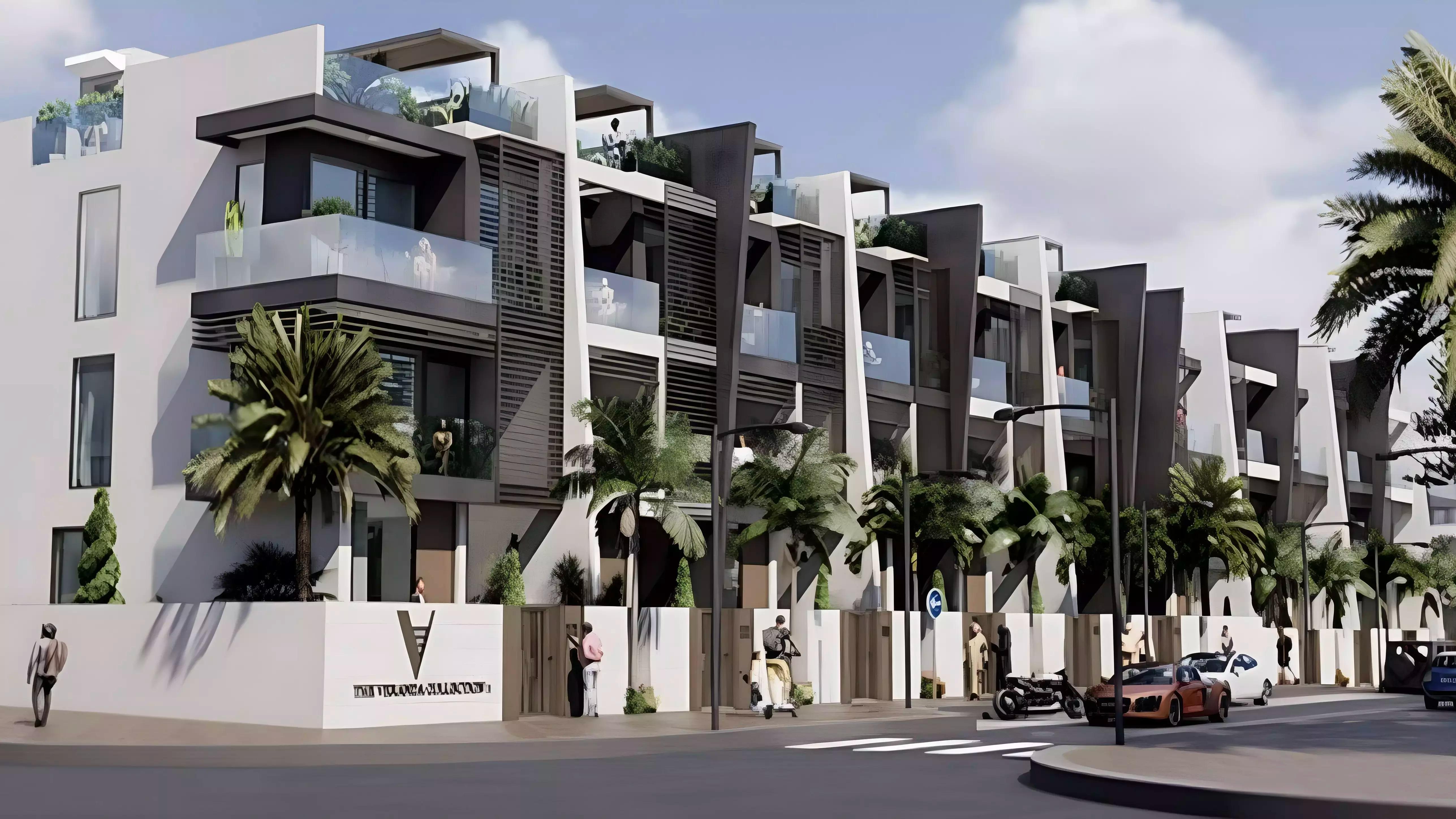 Exterior view of a villa at The Veranda Collection 1 in Jumeirah Village Circle, Dubai