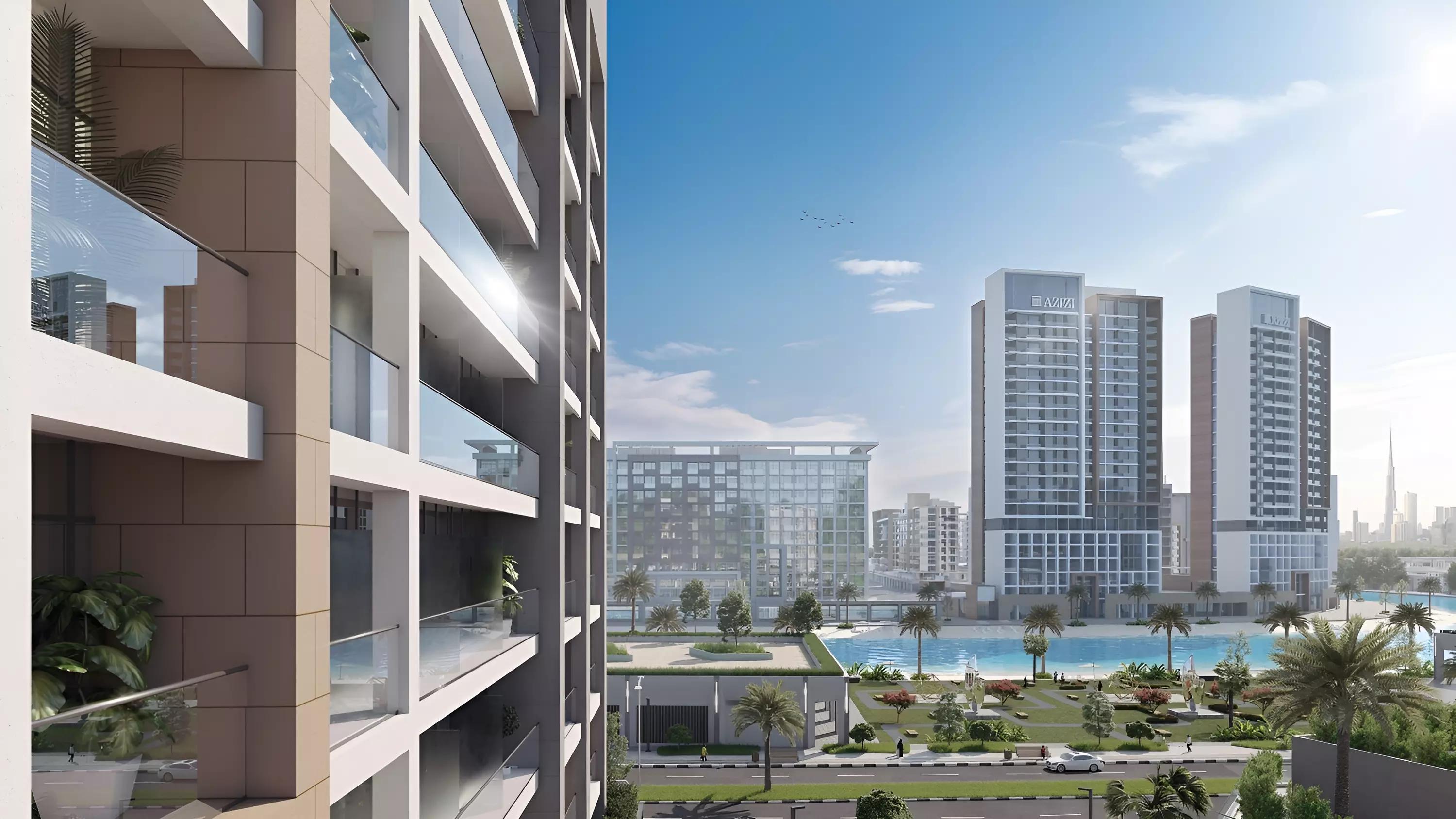 Azizi Riviera community amenity view, Meydan One, Dubai
