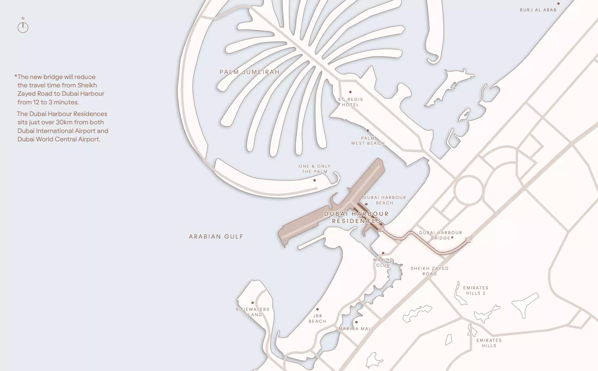 Master plan layout of Dubai Harbour Residences Area 3 within Dubai Harbour district