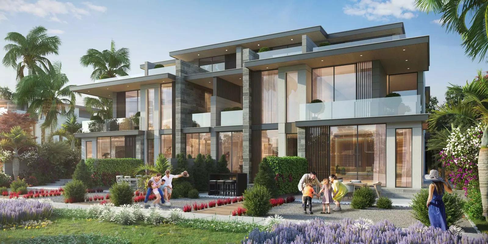 Shared community pool at Morocco cluster, DAMAC Lagoons, Dubai