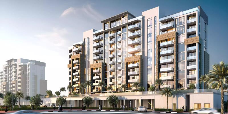 Exterior facade of Azizi Riviera 37 apartment building, Meydan One, Dubai