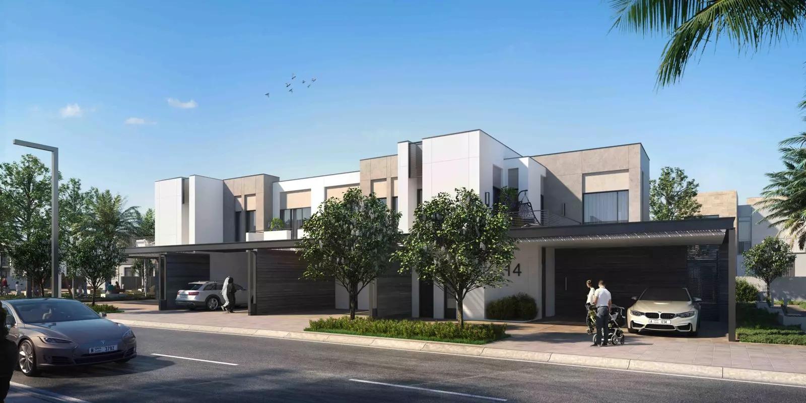 Sun townhouse row with driveway and covered parking, Arabian Ranches 3, Dubai