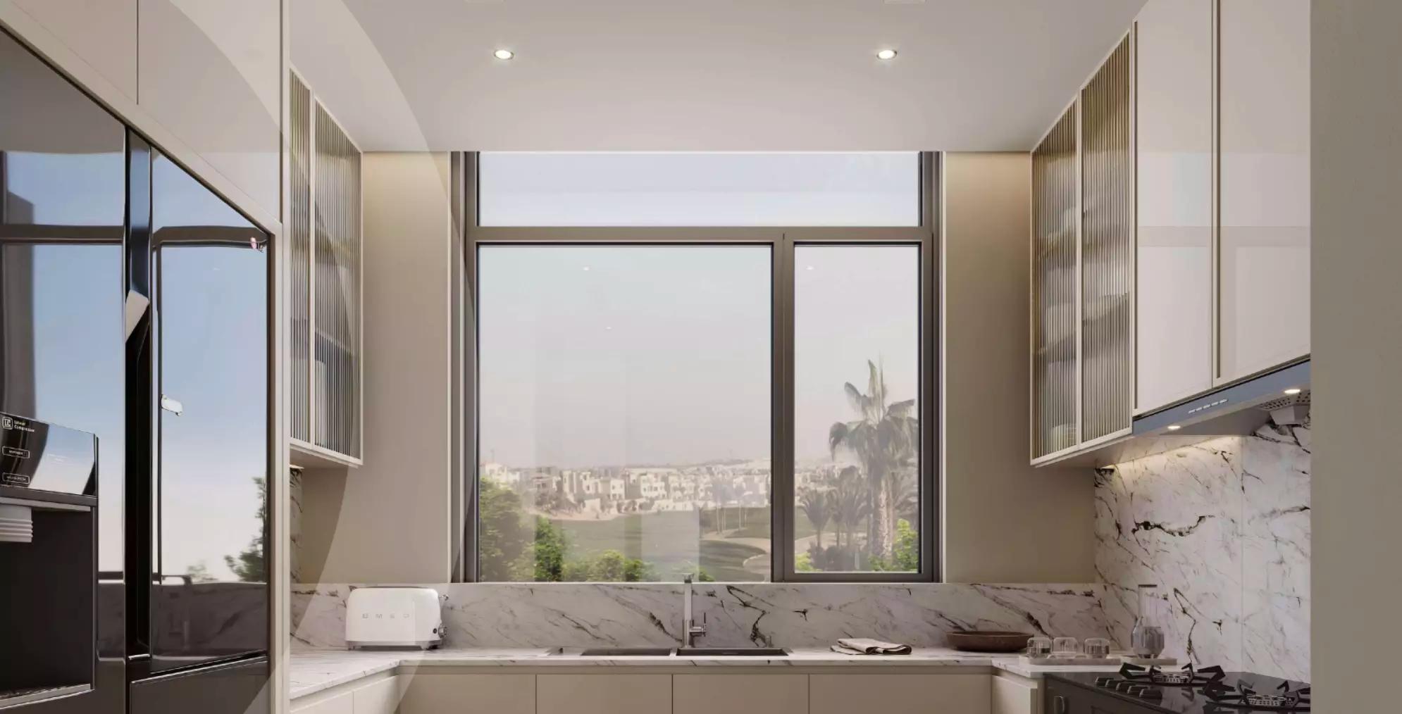 Beachfront Gates apartment building street-level view, Dubai South