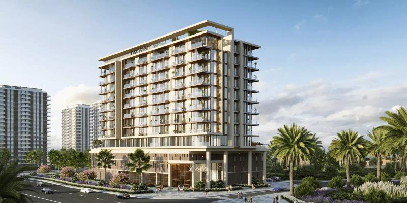 Exterior facade of The Grove By Iman apartment building, Dubai Hills Estate, Dubai