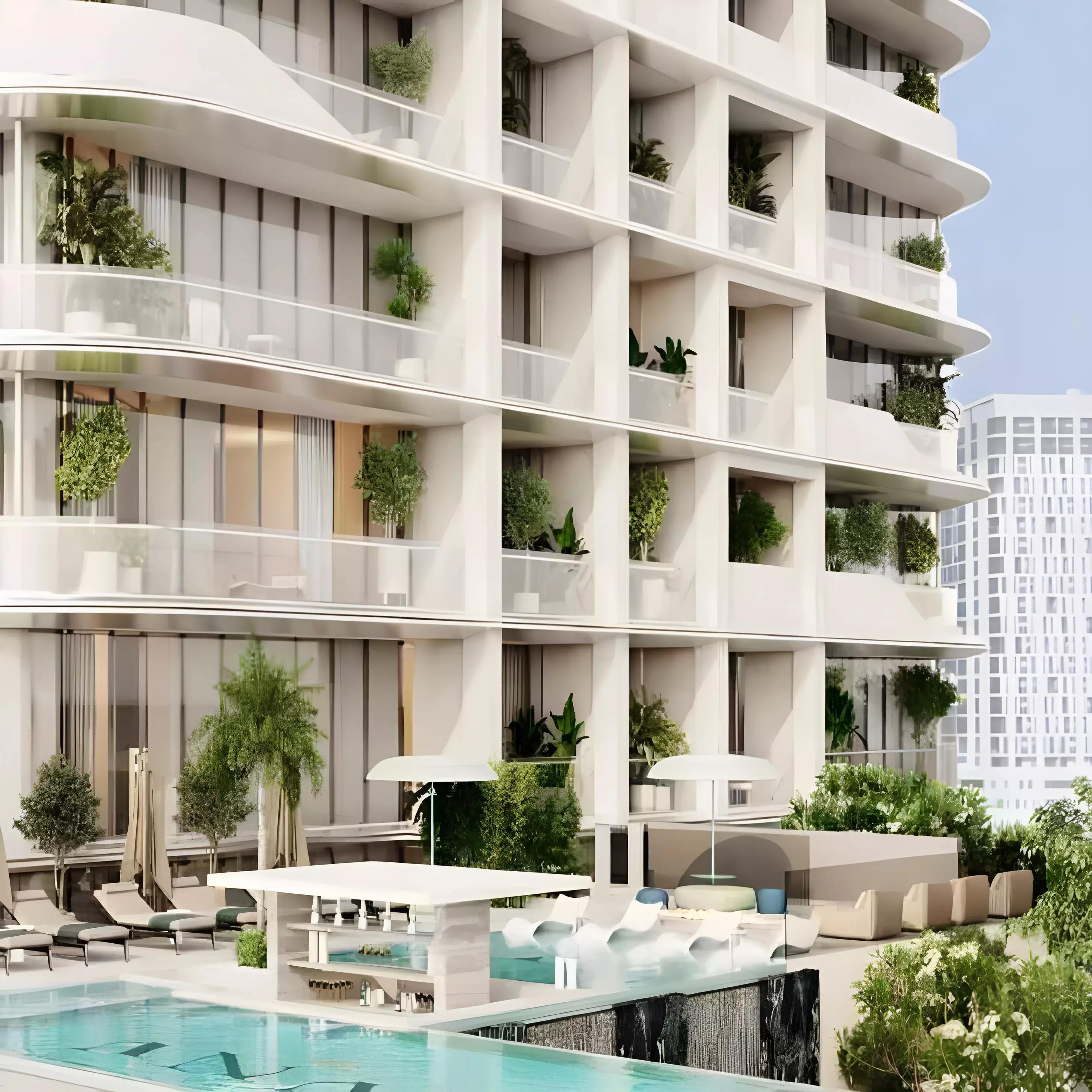 V-Suites residential building exterior view, Business Bay, Dubai