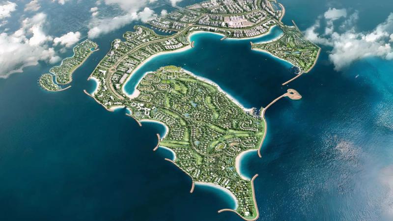Antigua townhouses with tropical landscaping, DAMAC Islands