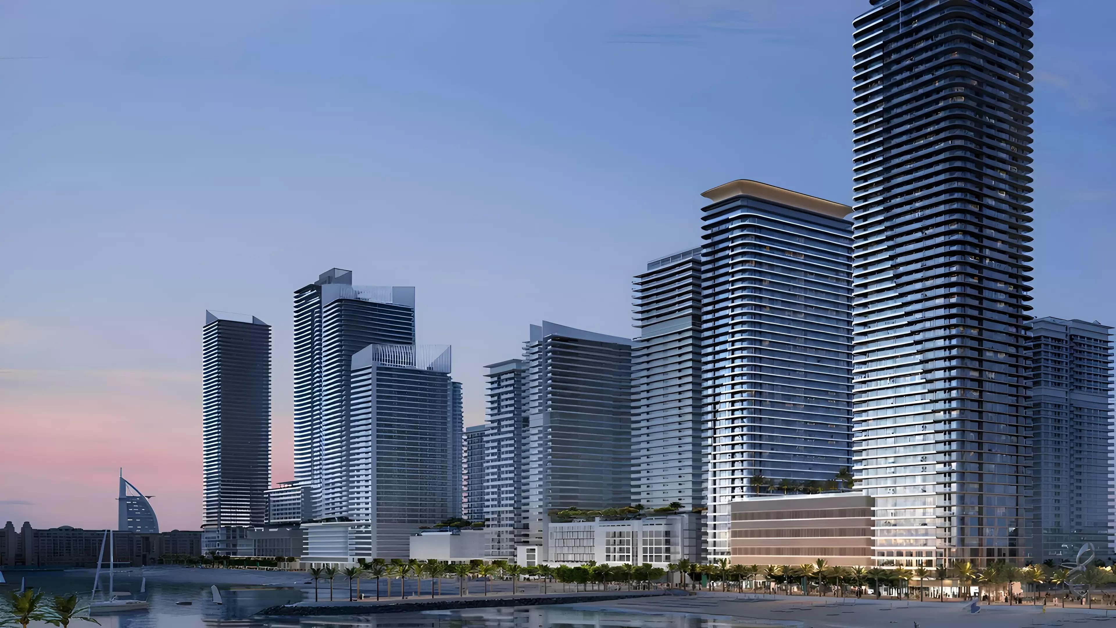 Seapoint waterfront facade view, Emaar Beachfront, Dubai