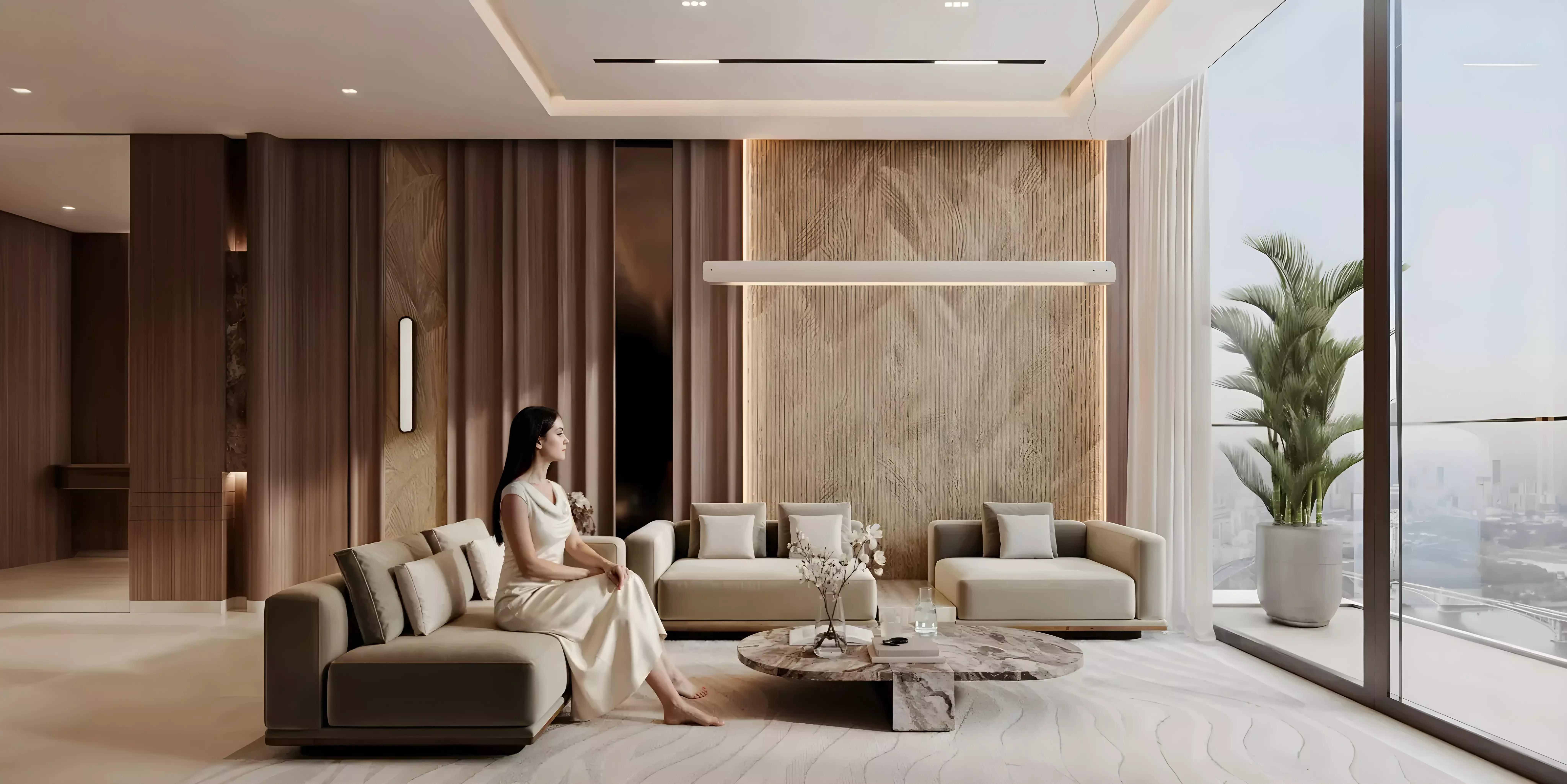 Binghatti Luxuria building elevation with landscaped surroundings, JVT, Dubai