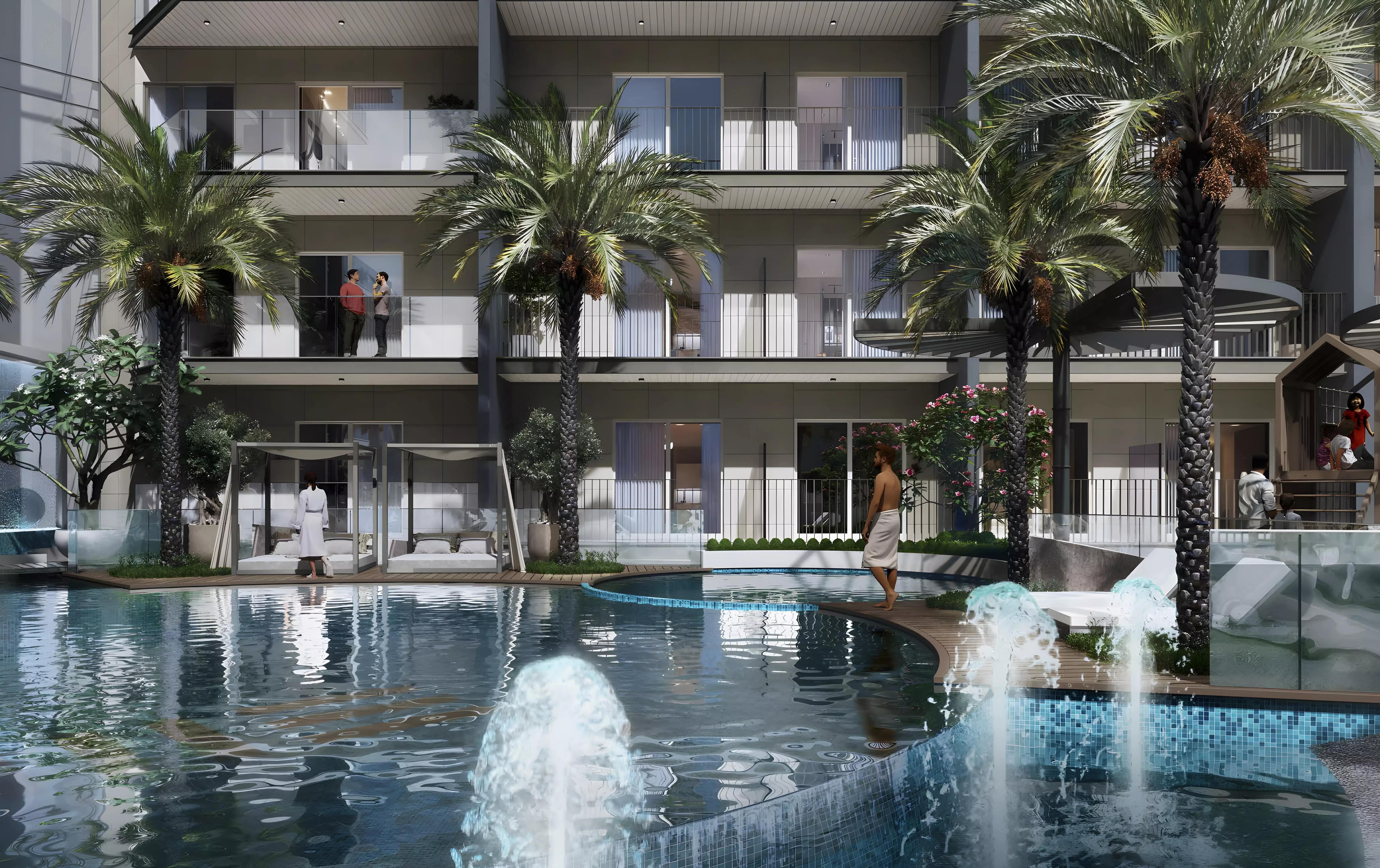 Floarea Grande landscaped garden courtyard, Arjan, Dubai