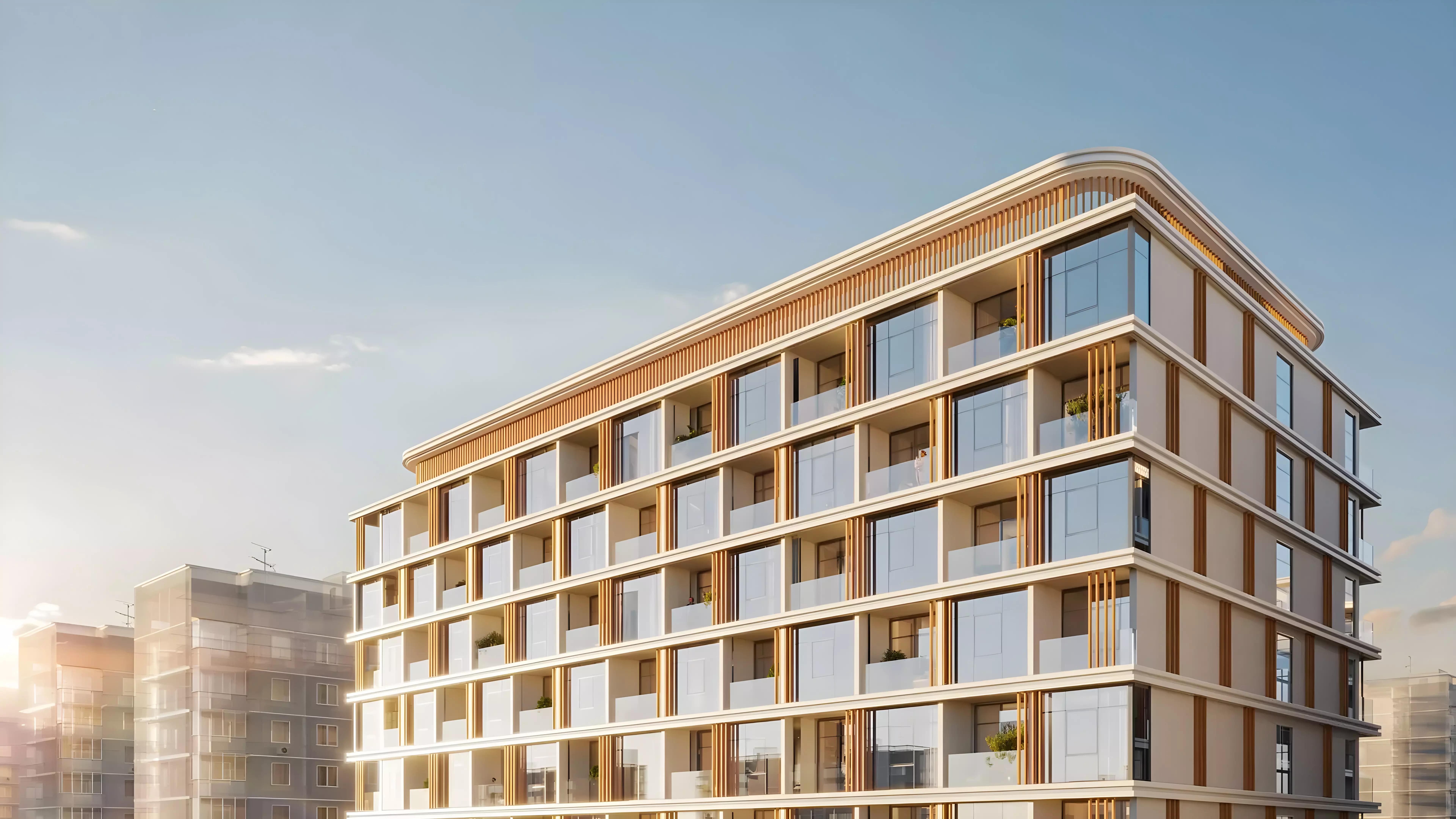 Landscaped courtyard and gardens at Holm One community, Al Satwa, Dubai