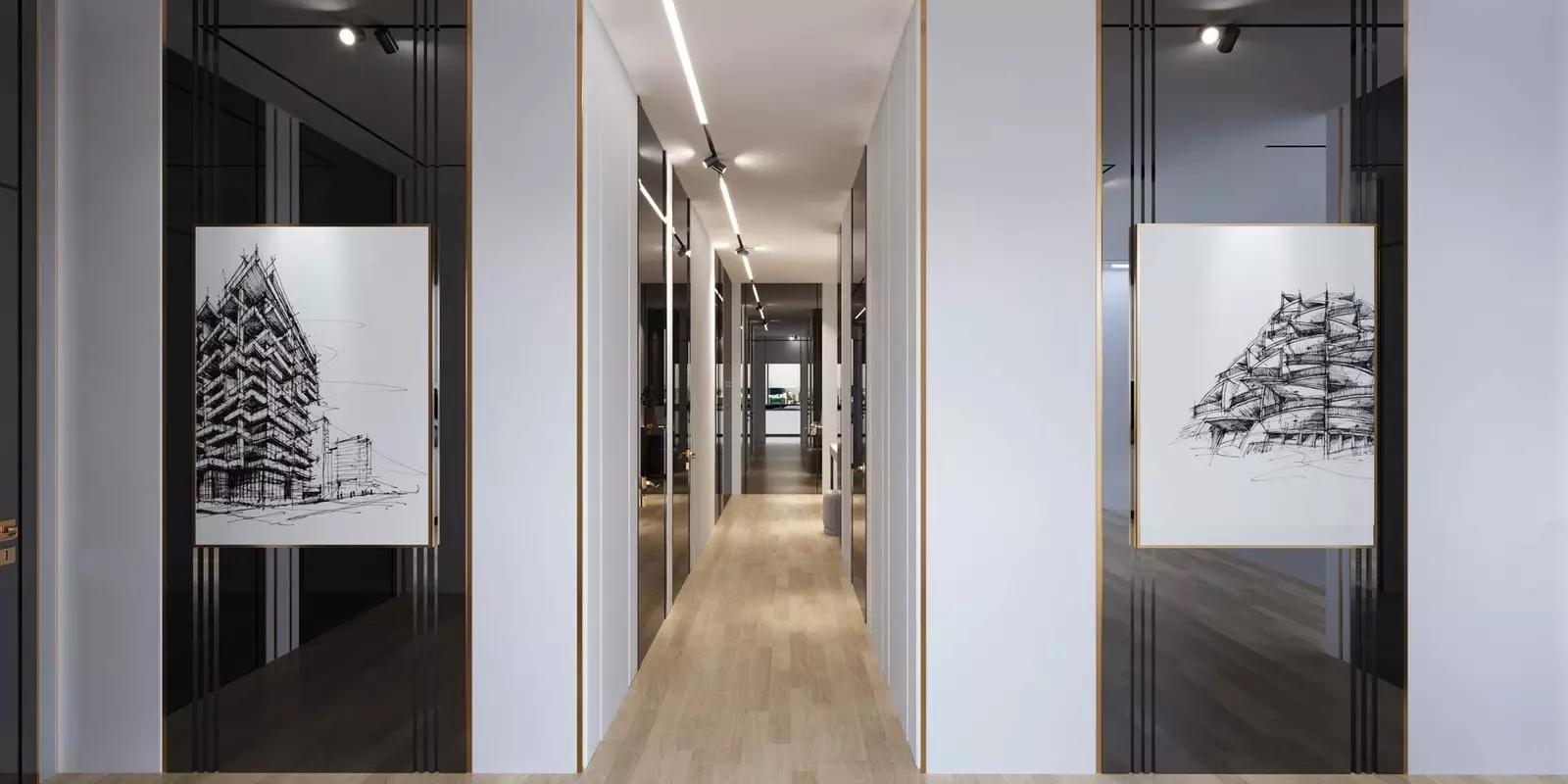 Living room interior at Trillionaire Residences, Business Bay