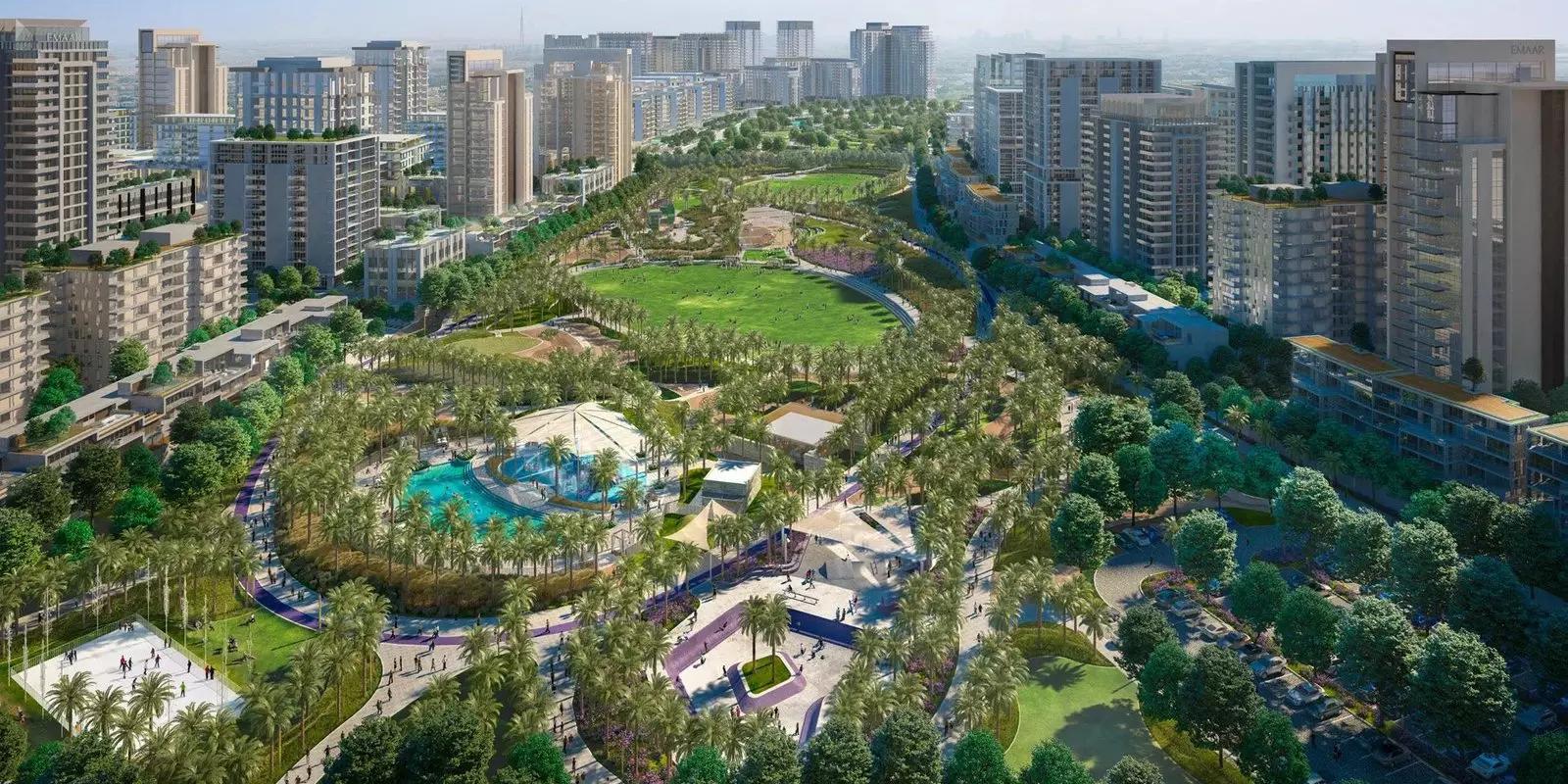 Hills Park infinity pool deck, Dubai Hills Estate, Dubai