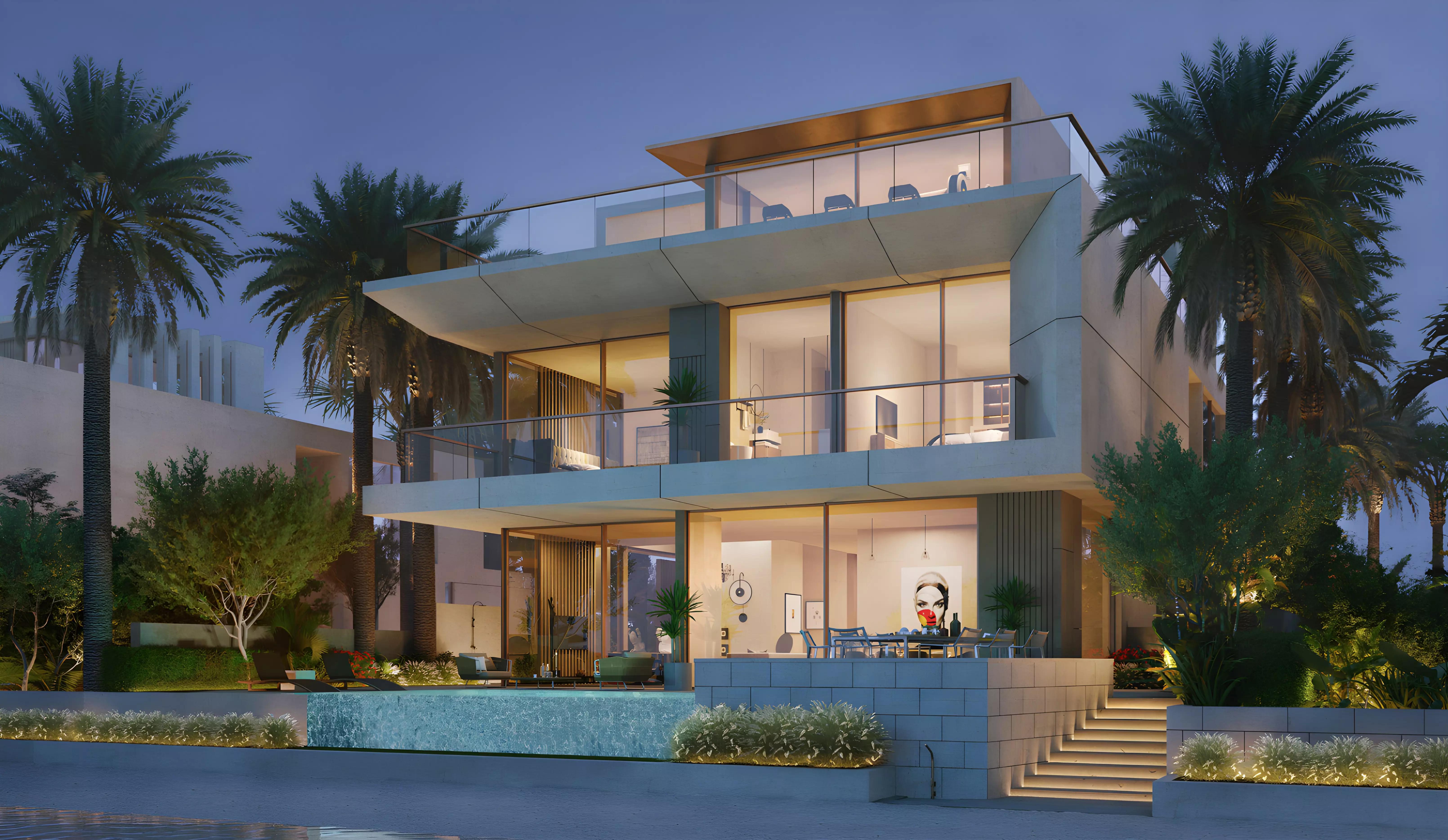 Crystal Springs Villa exterior facade on Palm Jebel Ali, Nakheel Dubai
