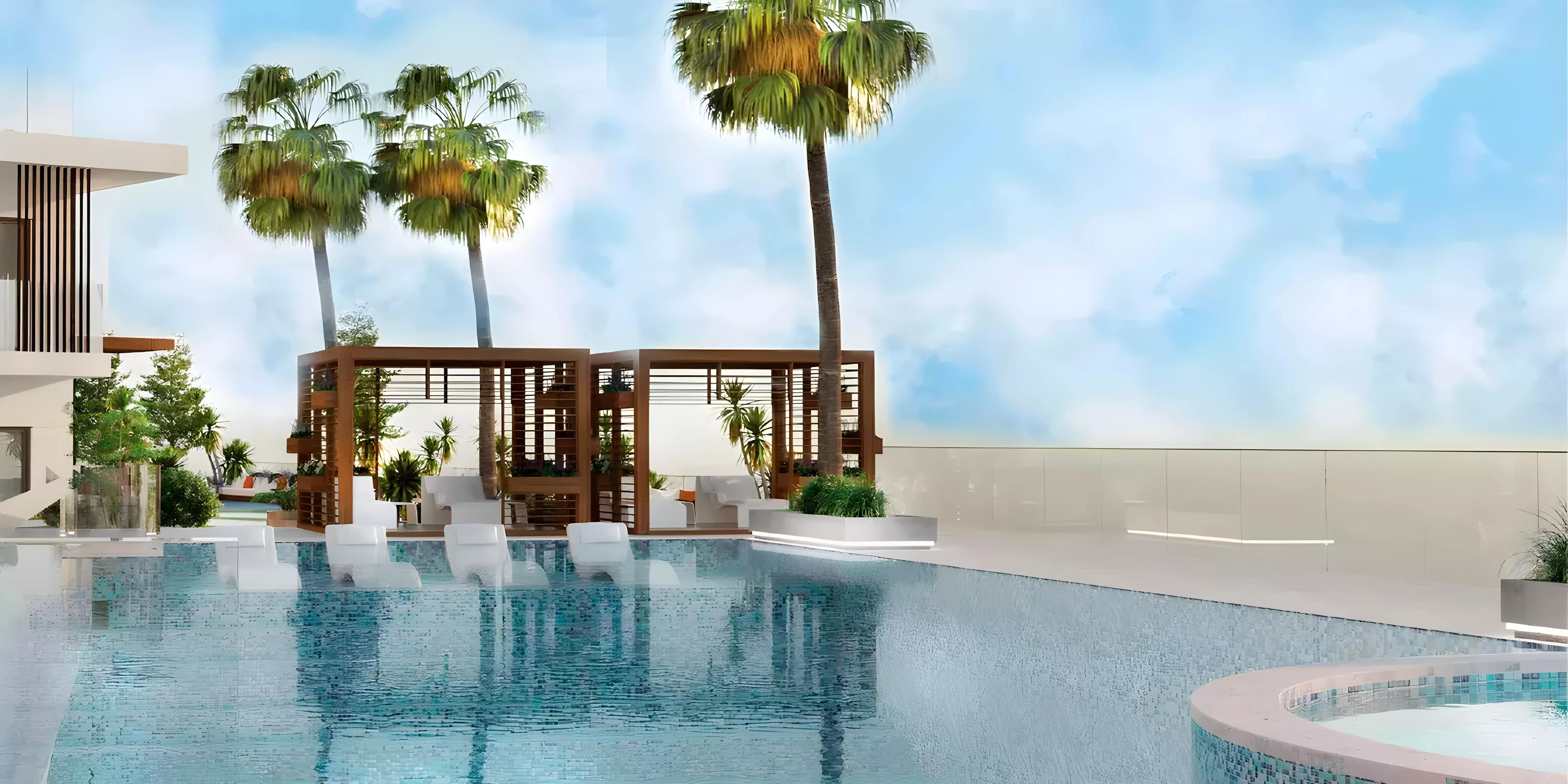 Prime Gardens shared swimming pool deck, Arjan