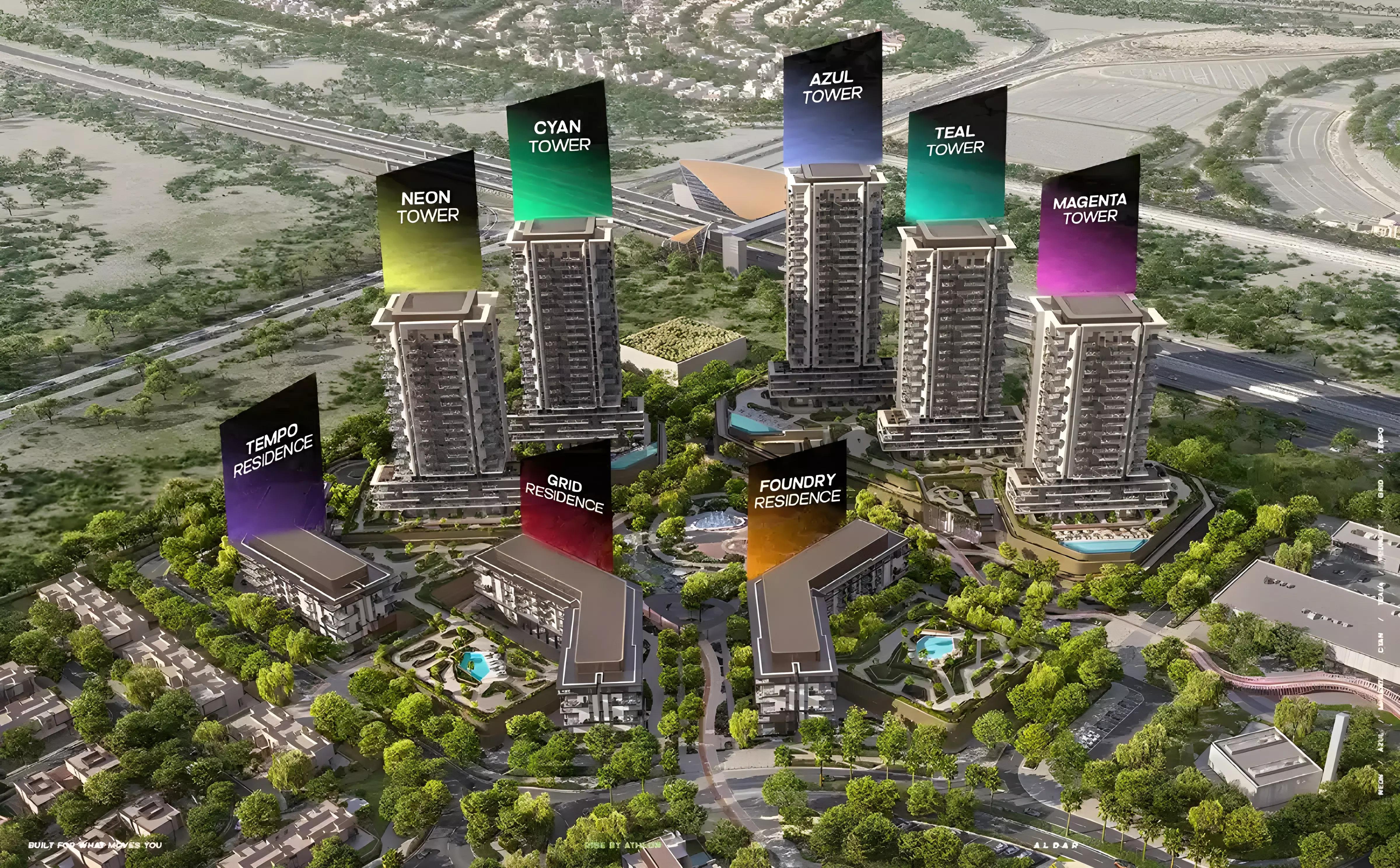 Master plan layout of Rise by Athlon 1 showing Azul Tower, Dubai
