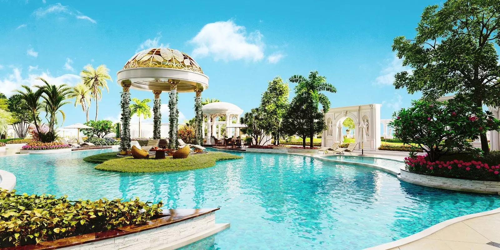 Vincitore Dolce Vita building entrance and landscaped approach, Arjan
