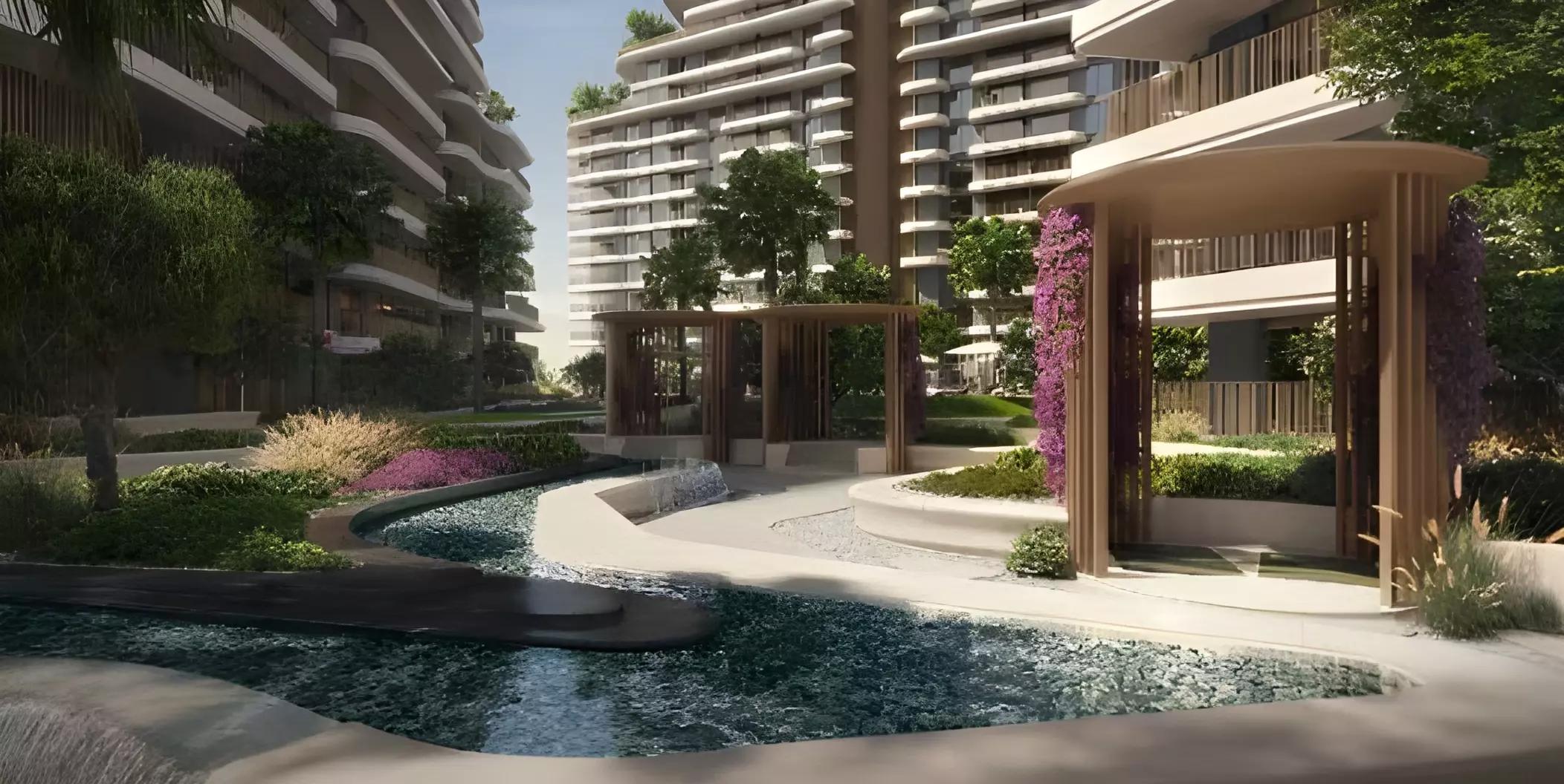Exterior render of Sage residential building at Verdes, Haven by Aldar, Dubai