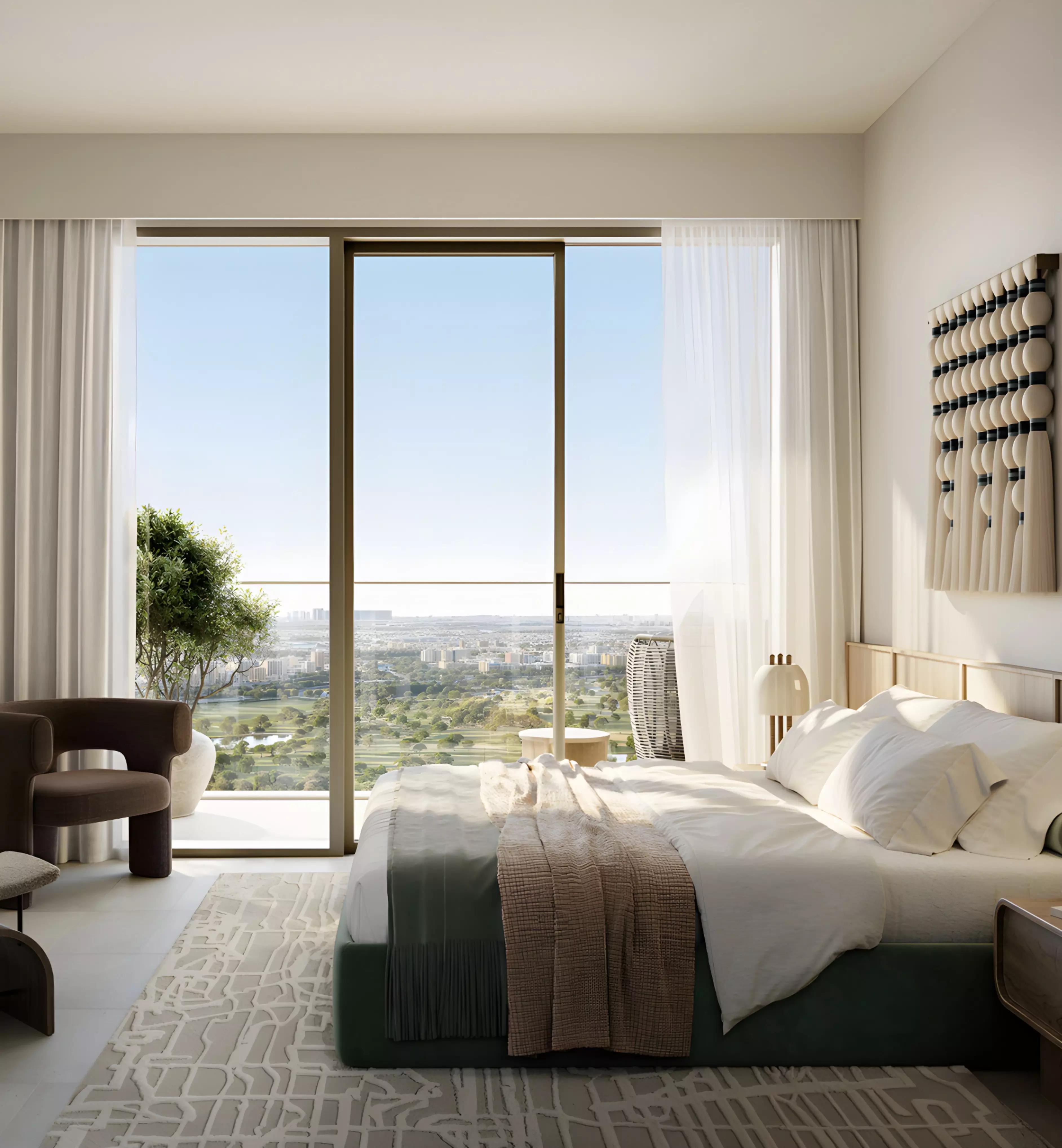 Silva residential tower street-level view, Dubai Creek Harbour