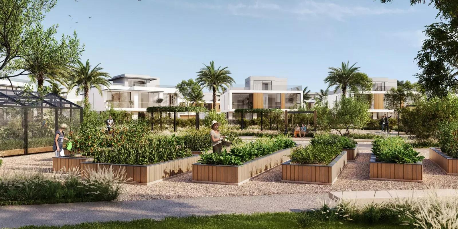 Farm Gardens 2 landscaped park, The Valley, Dubai