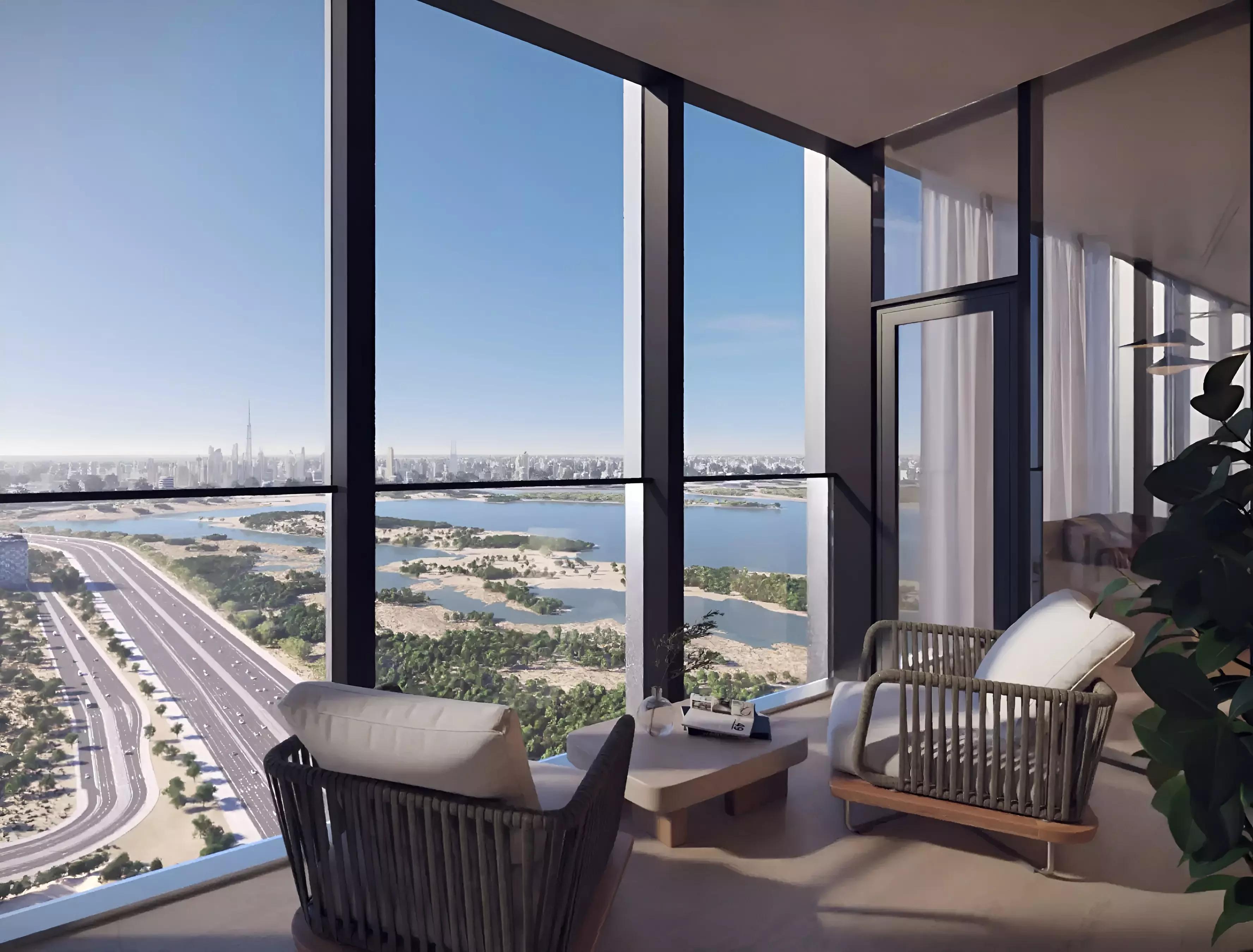 The Element at Sobha One apartment interior living space, Sobha Hartland, Dubai