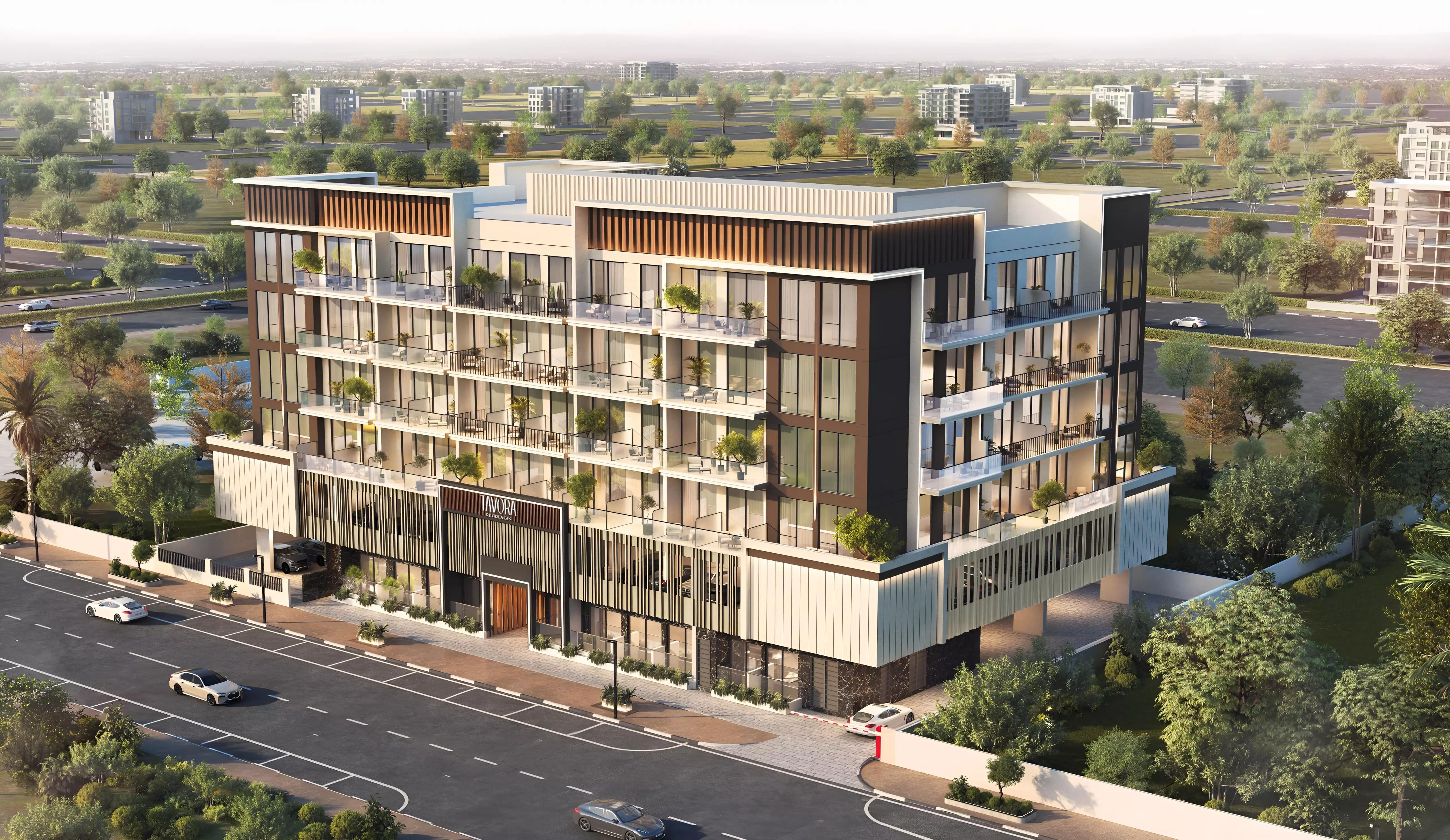 Tavora Residences infinity pool and lounge deck, Al Warsan, Dubai