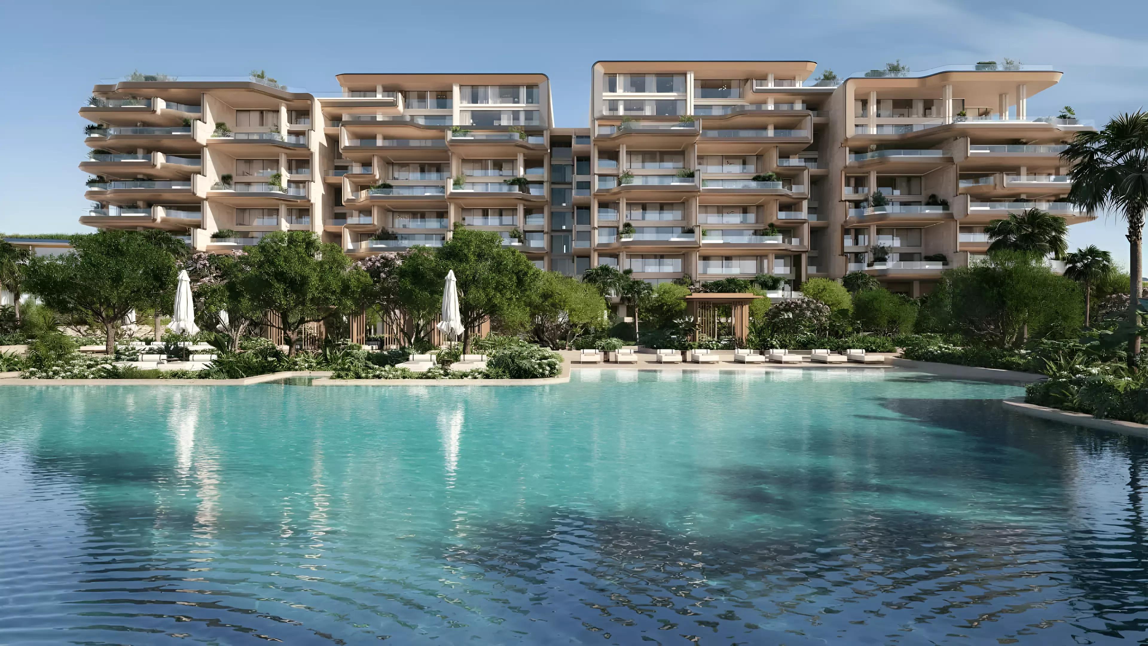 Living area interior at The Alba Residences, Palm Jumeirah