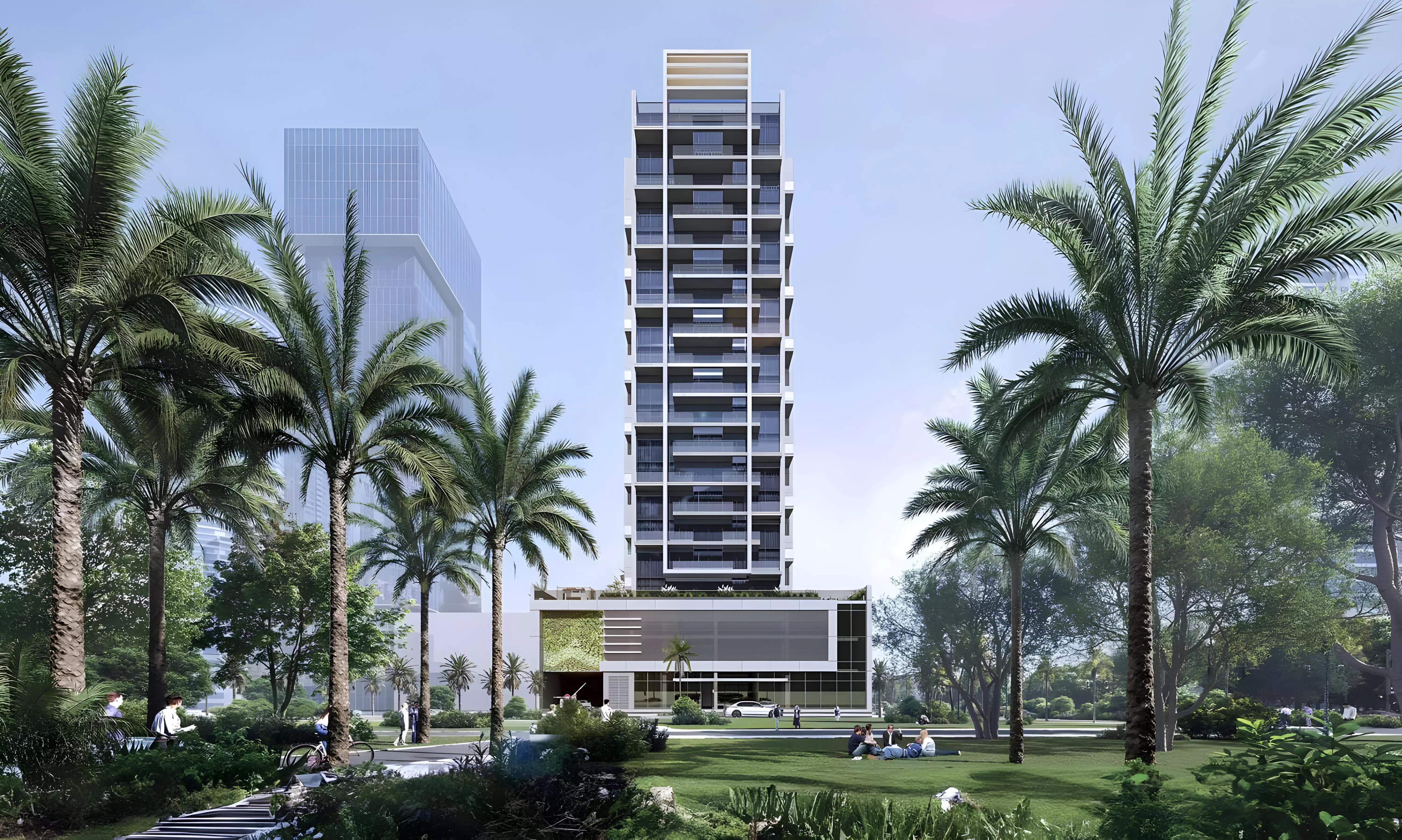 Future Residence apartment building street view, Meydan, Dubai