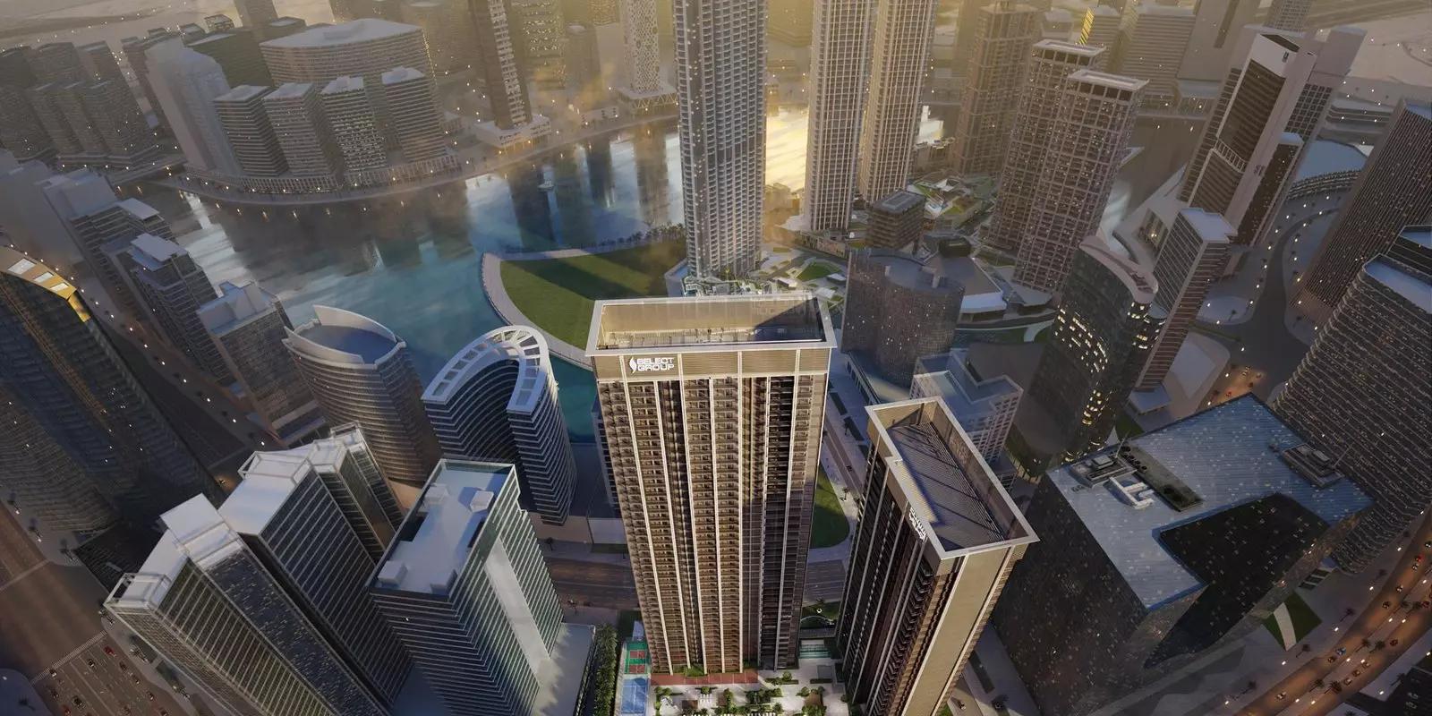 Exterior facade of The Edge by Select Group tower, Business Bay, Dubai