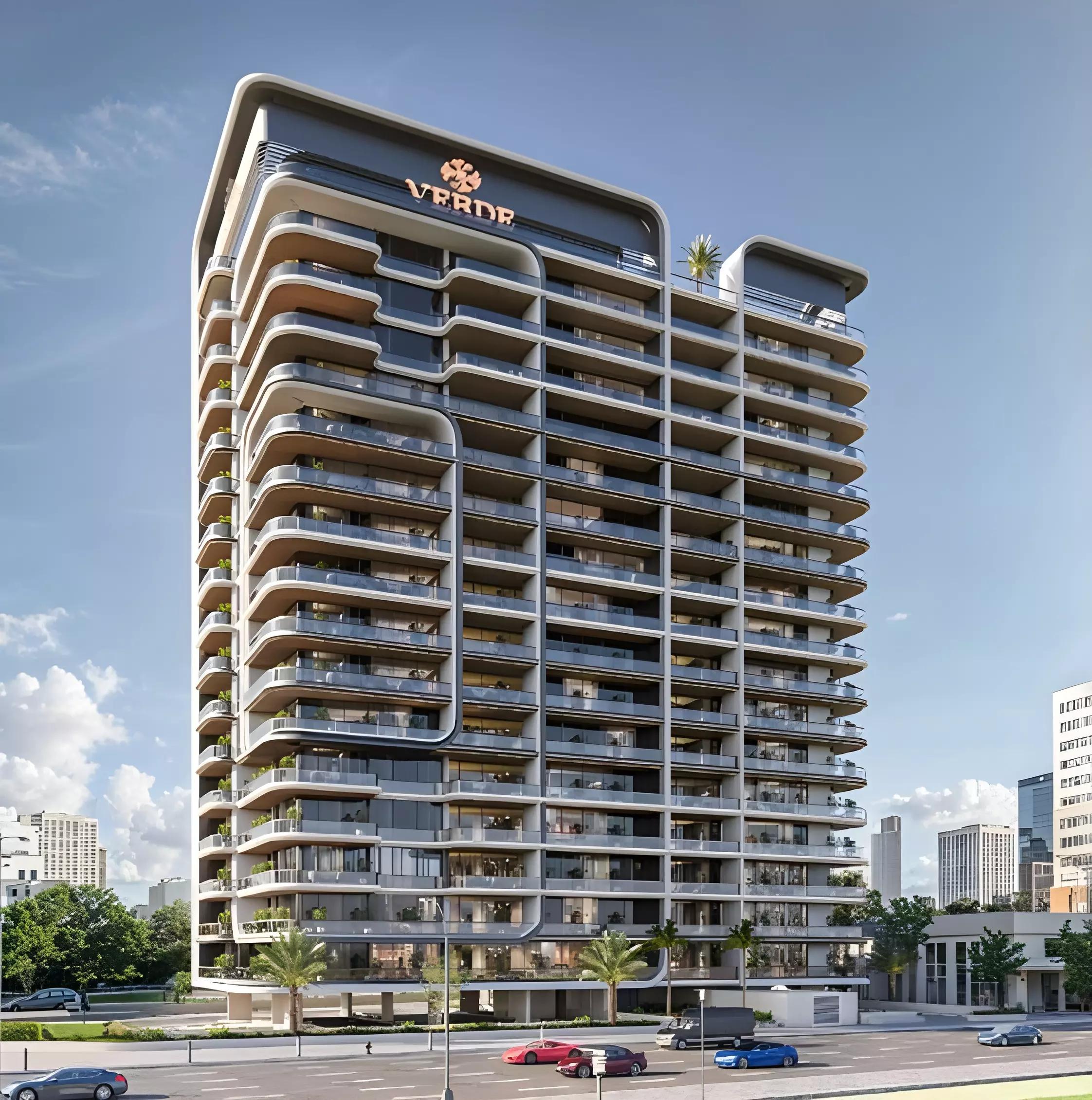Verde by Vision residential facade and entrance, Dubai Sports City
