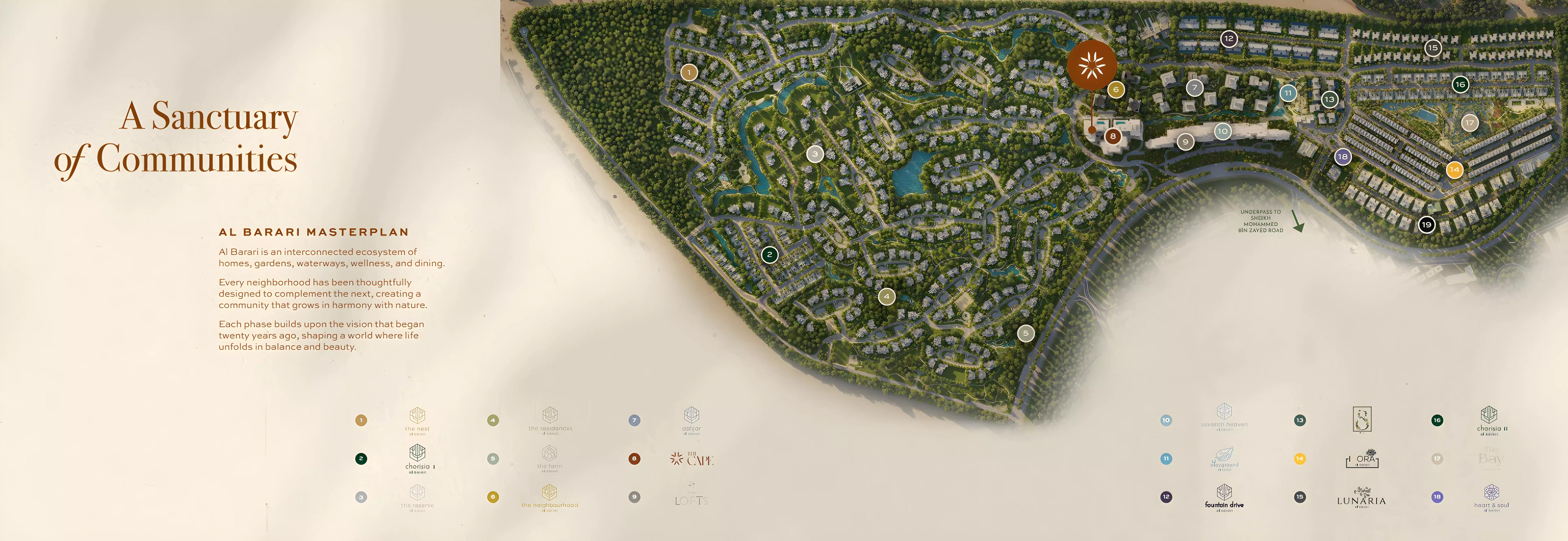 Master plan layout of The Cape at Al Barari, Dubai