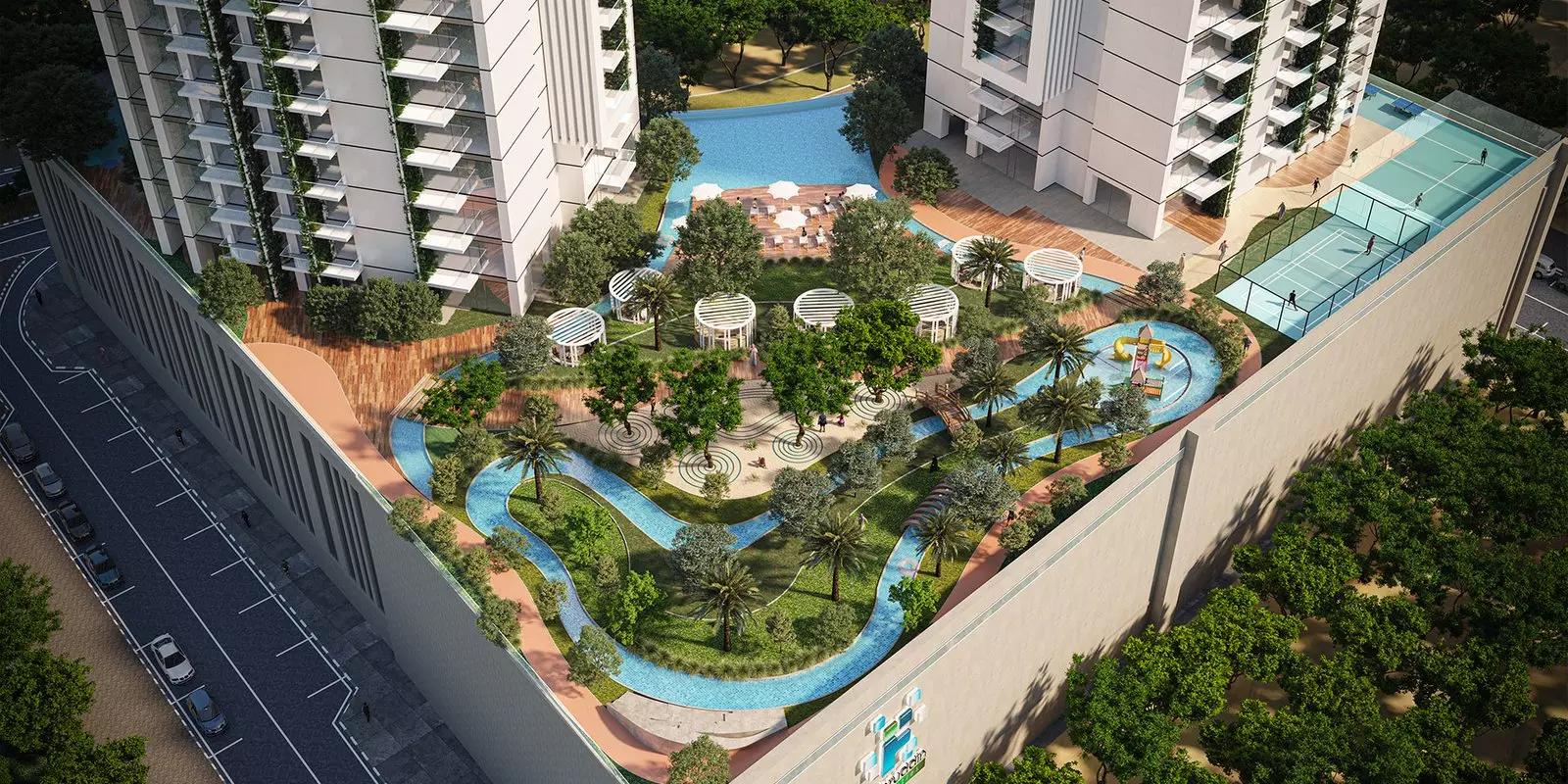 Maimoon Gardens building amenity area, JVC, Dubai