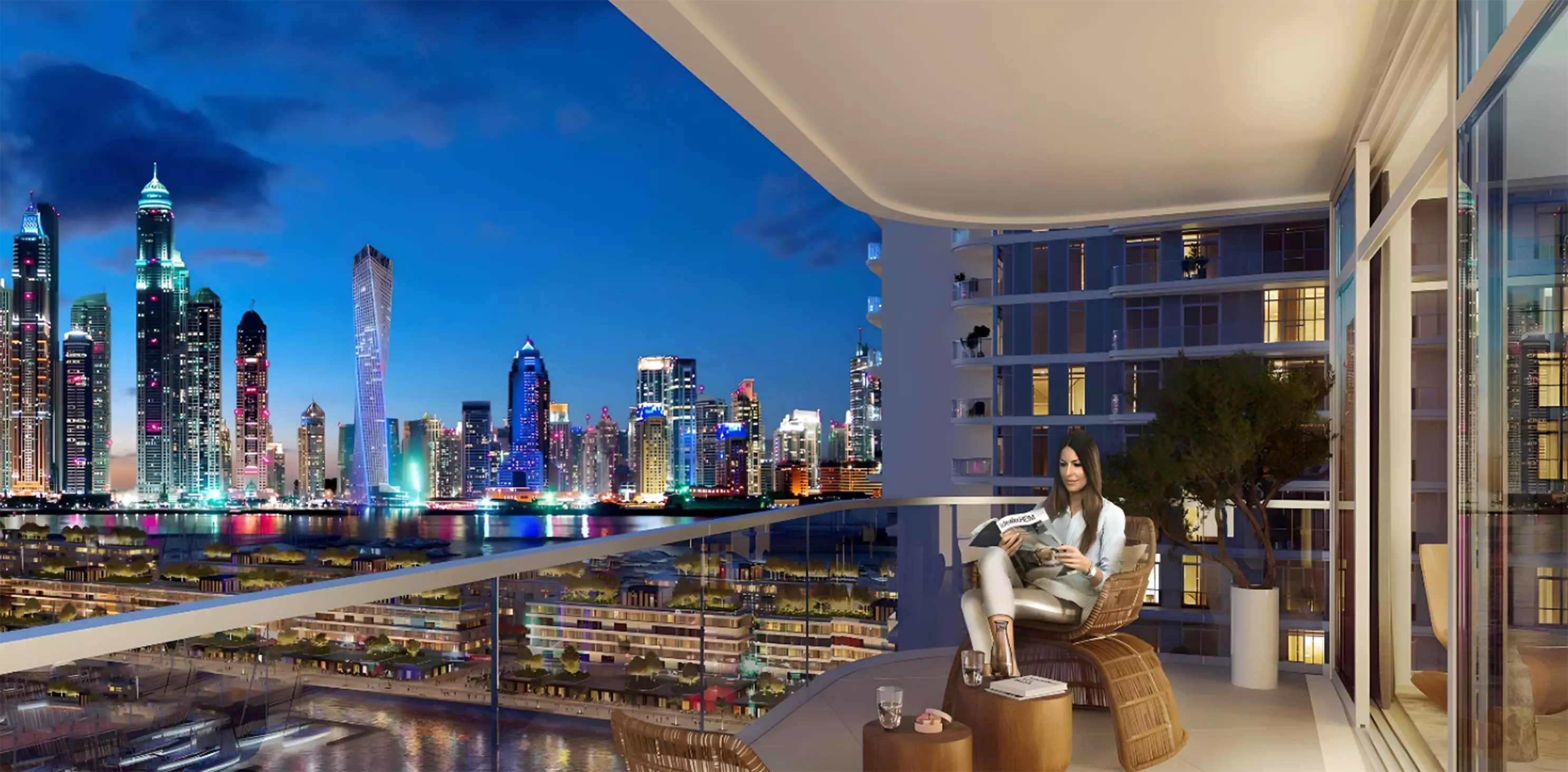 Marina Vista kitchen with built-in appliances, Dubai Harbour