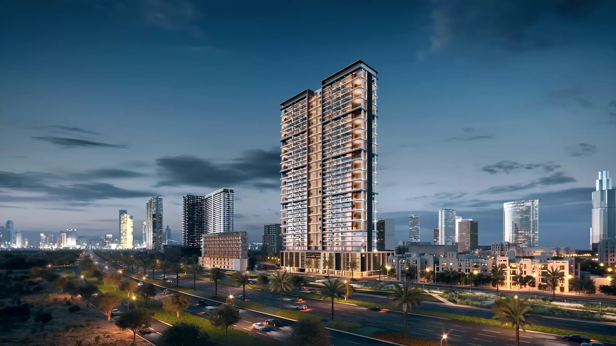 Residential building elevation of Binghatti Onyx, Jumeirah Village Circle